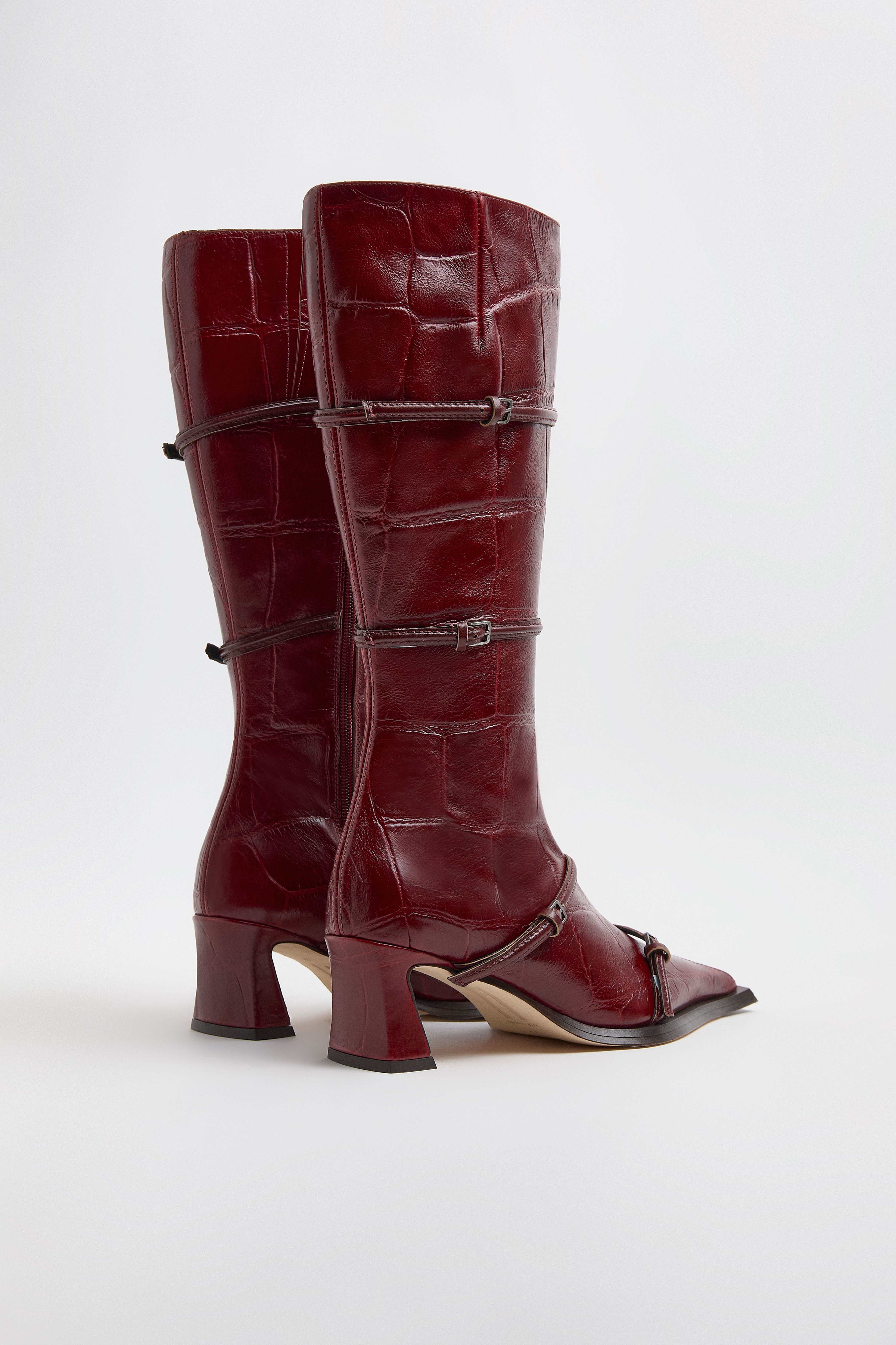 Elva Boots - Red Croc Embossed Leather | Miista | Designed & Handmade in Europe