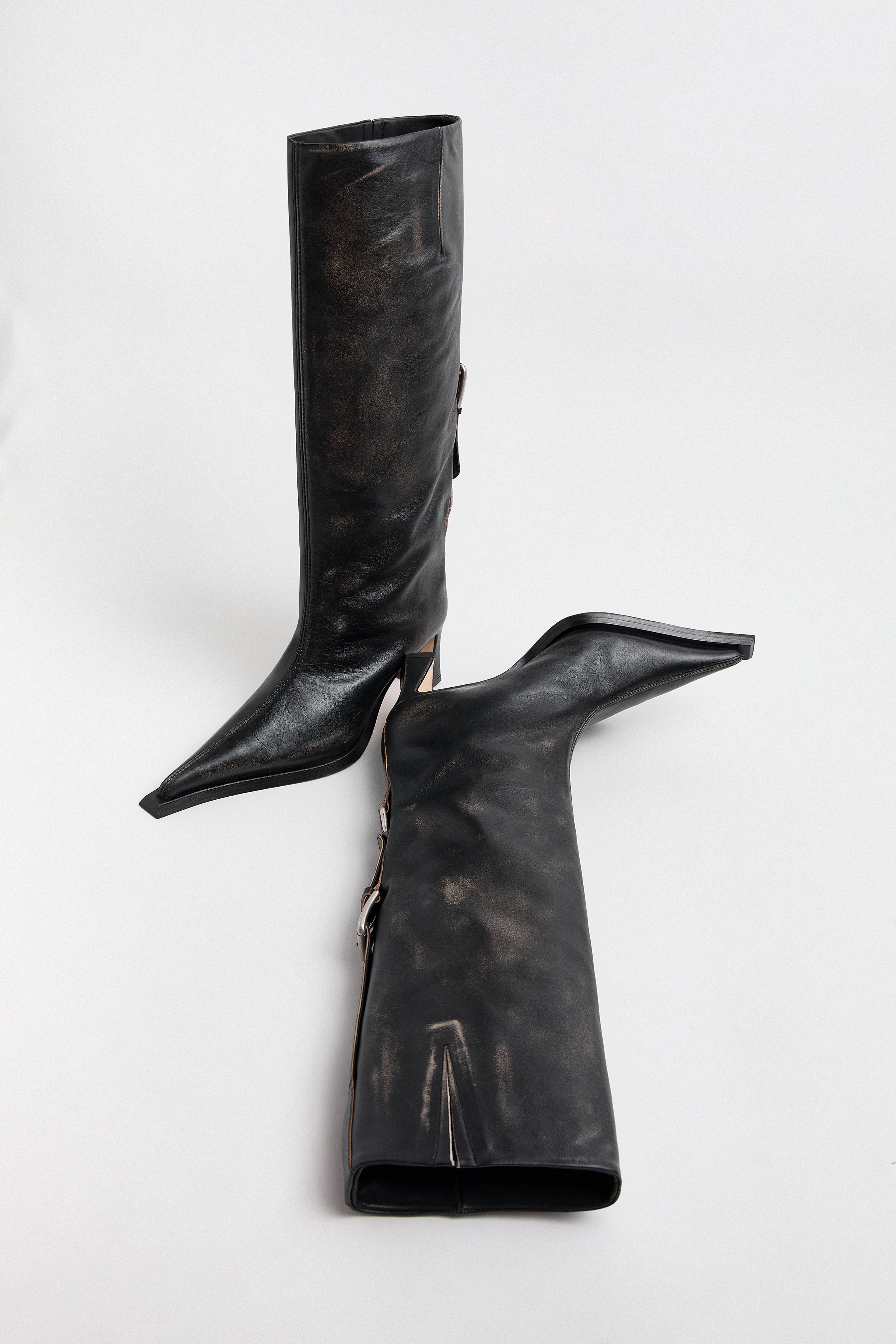 Charlene Boots - Black Brush Off Leather | Miista | Designed & Handmade in Europe