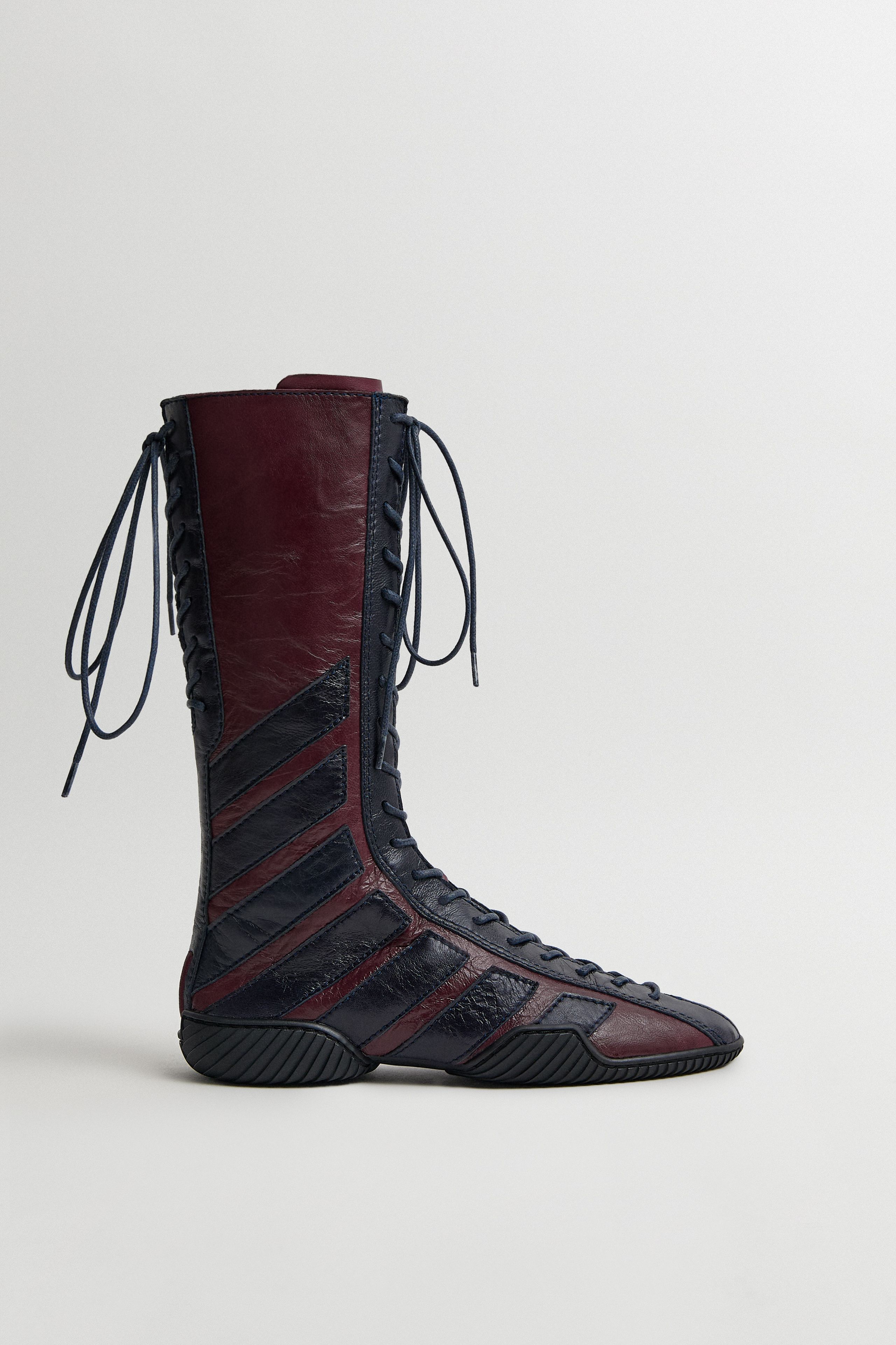 Imogen Boots - Burgundy and Navy Leather | Miista