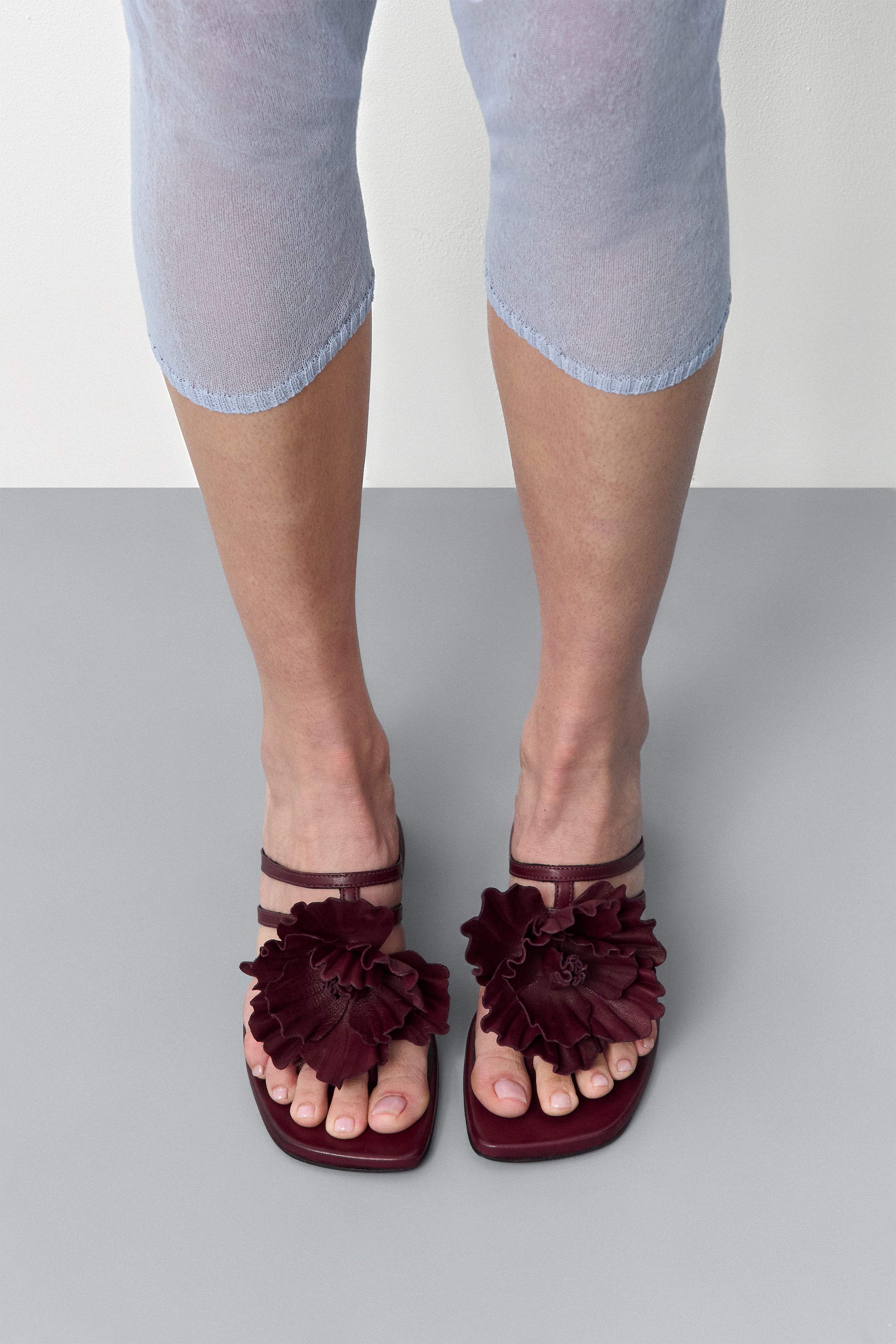 Hara Burgundy Leather Flower Sandals | Miista | Designed & Handmade in Europe