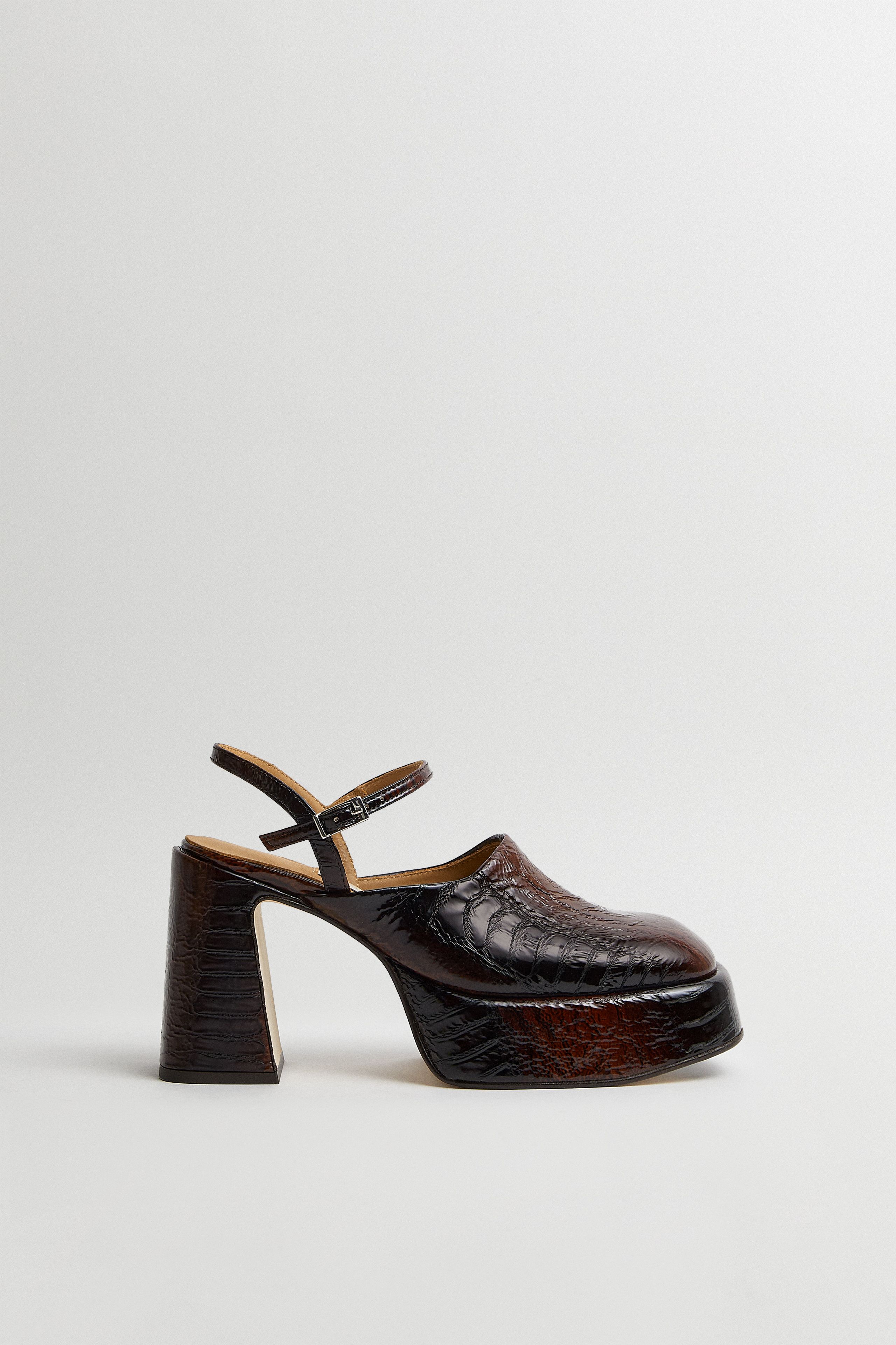 Ceri Court - Brown Embossed Snake Leather | Miista