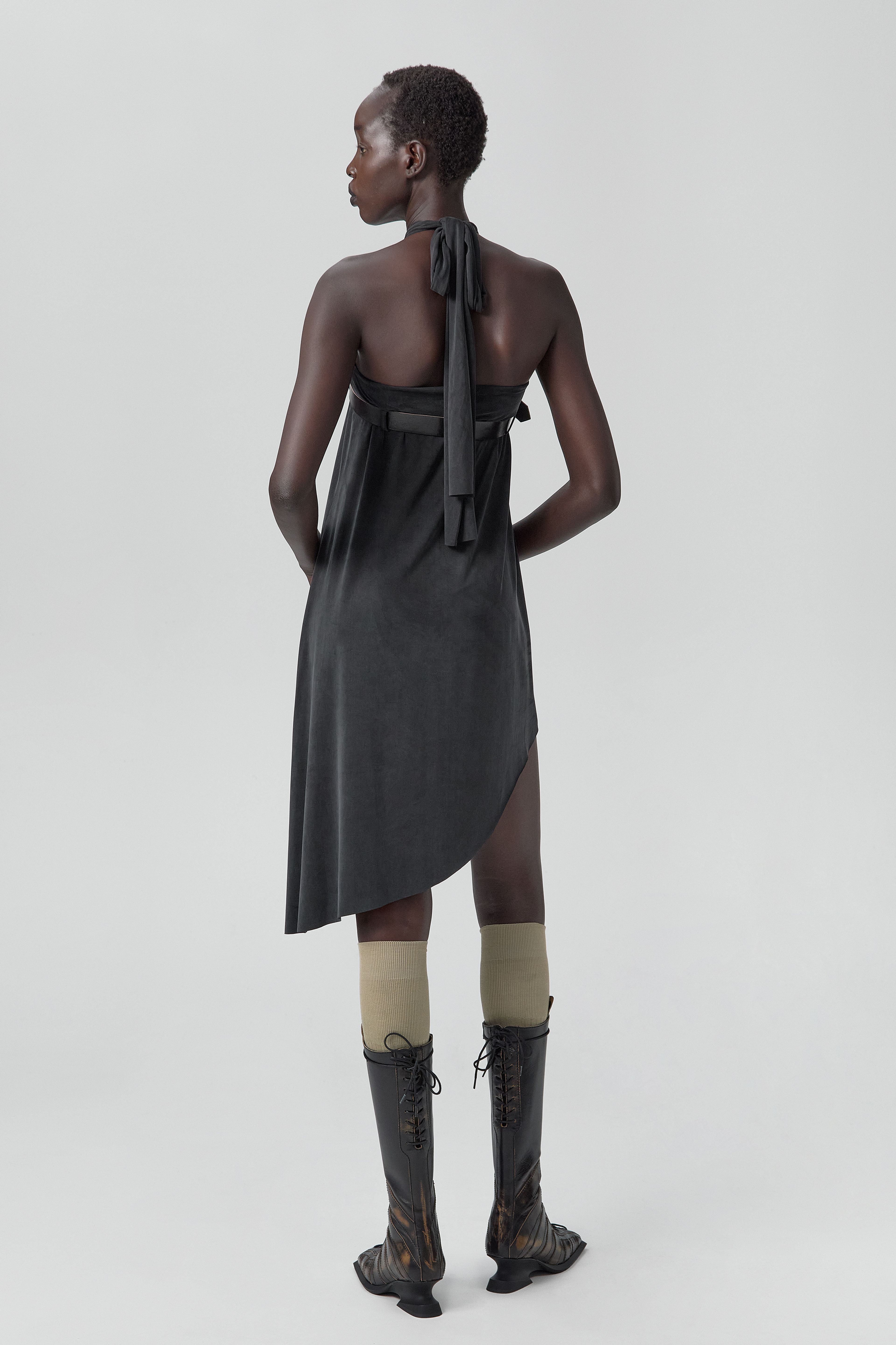 Lynd Dress - Washed Black Ribbed Cupro | Miista | Designed & Handmade in Europe