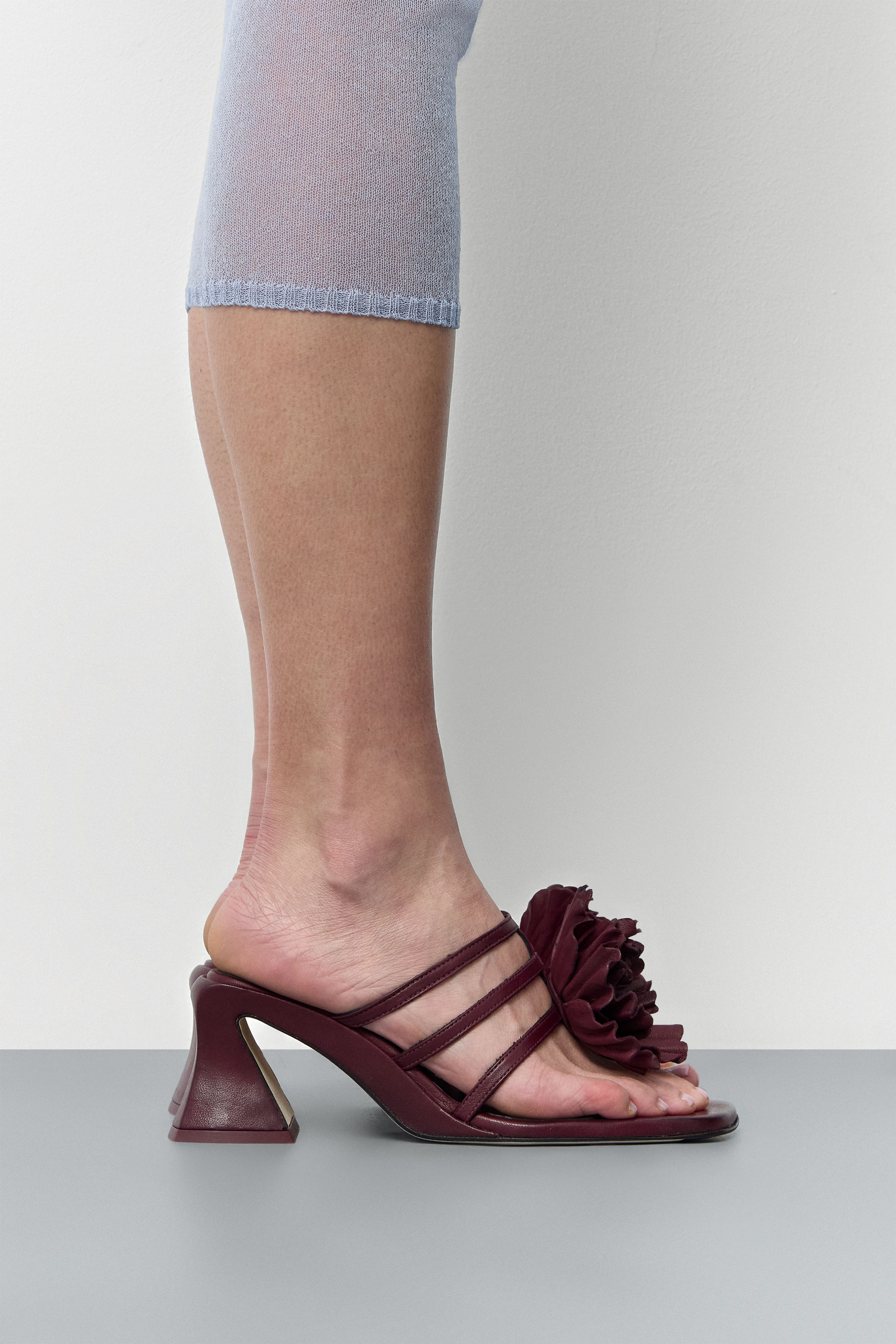 Hara Burgundy Leather Flower Sandals | Miista | Designed & Handmade in Europe