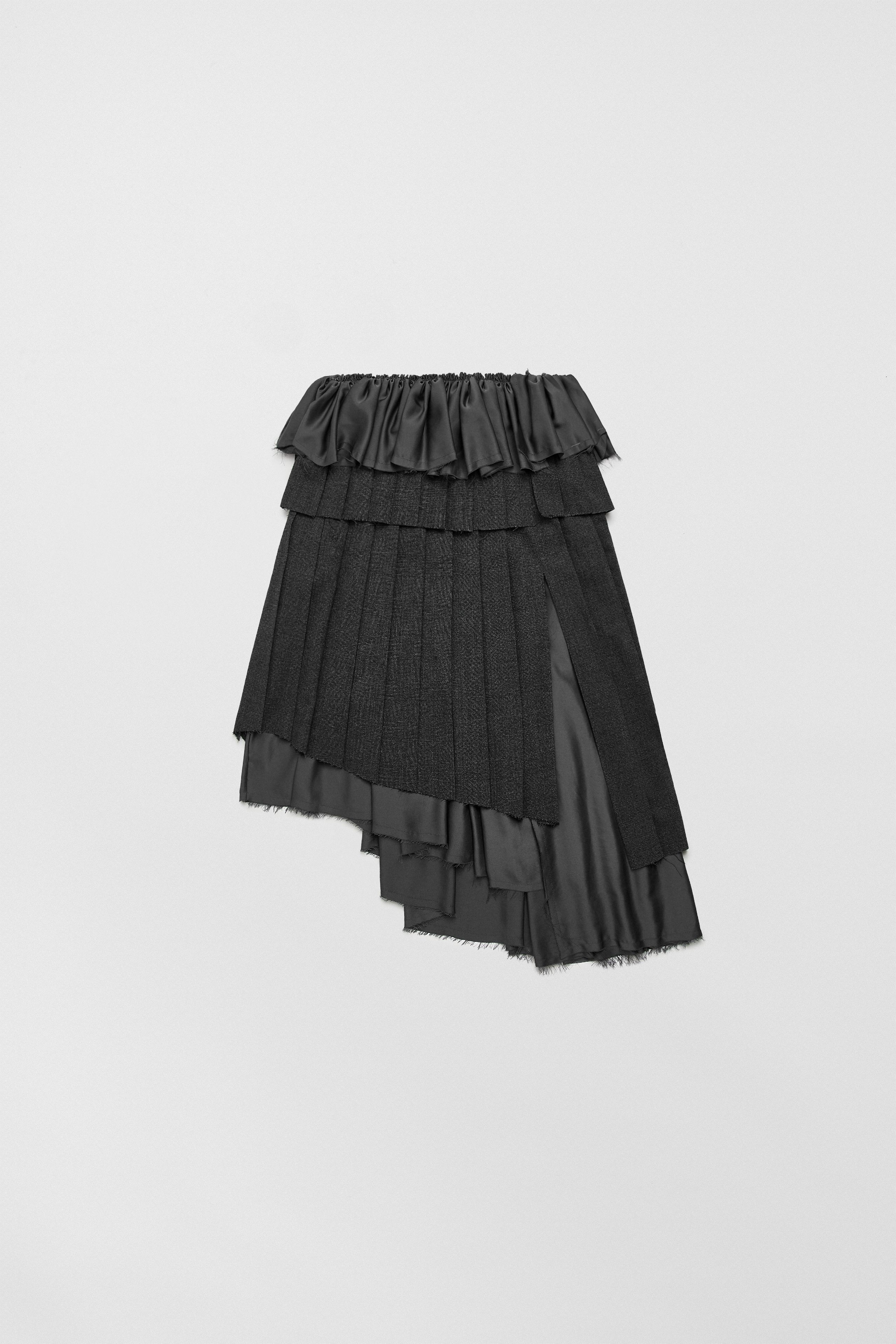 Magde Skirt - Grey Check Wool Blend | Miista