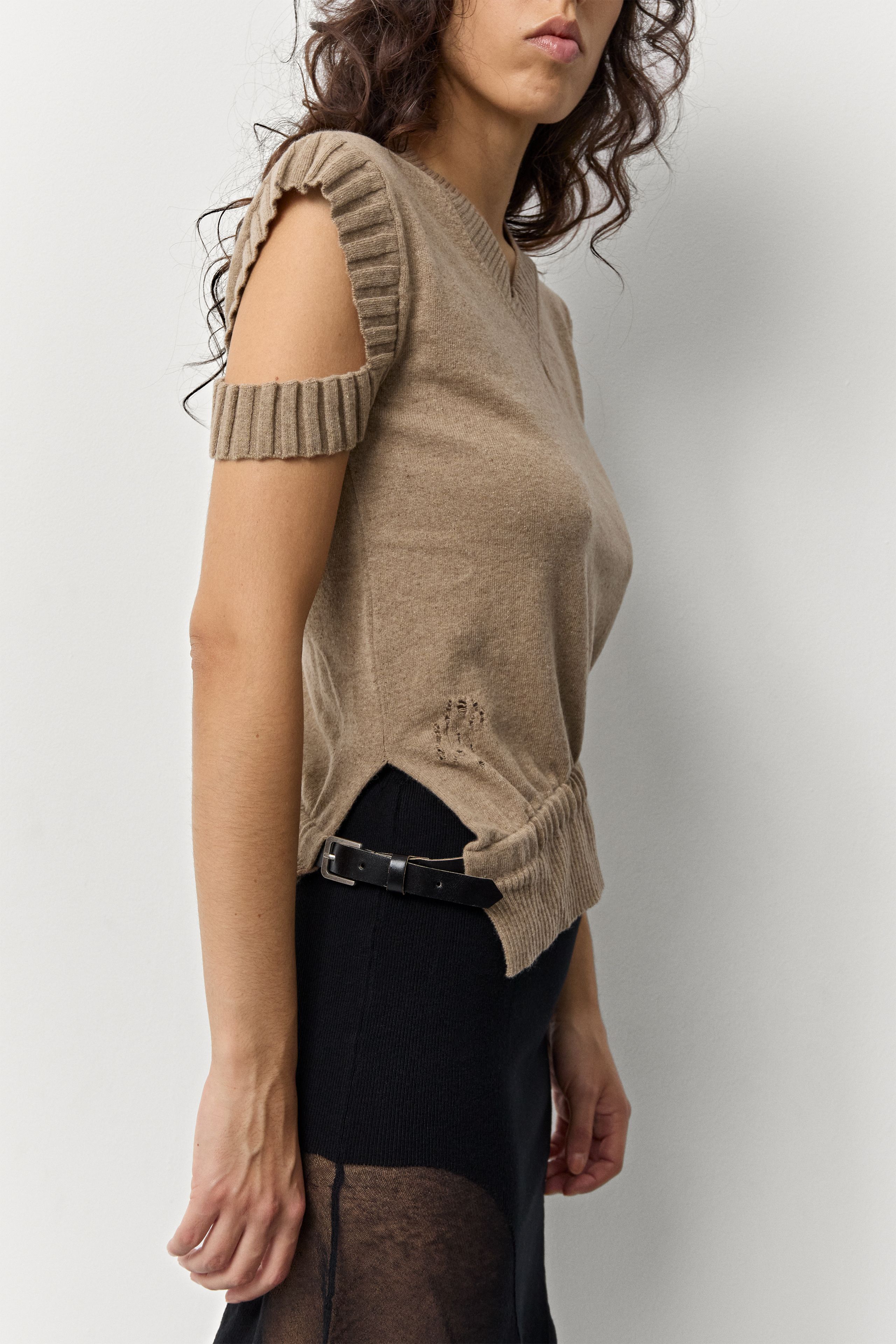 Cora Camel Belt Knit Vest | Miista | Designed & Handmade in Europe