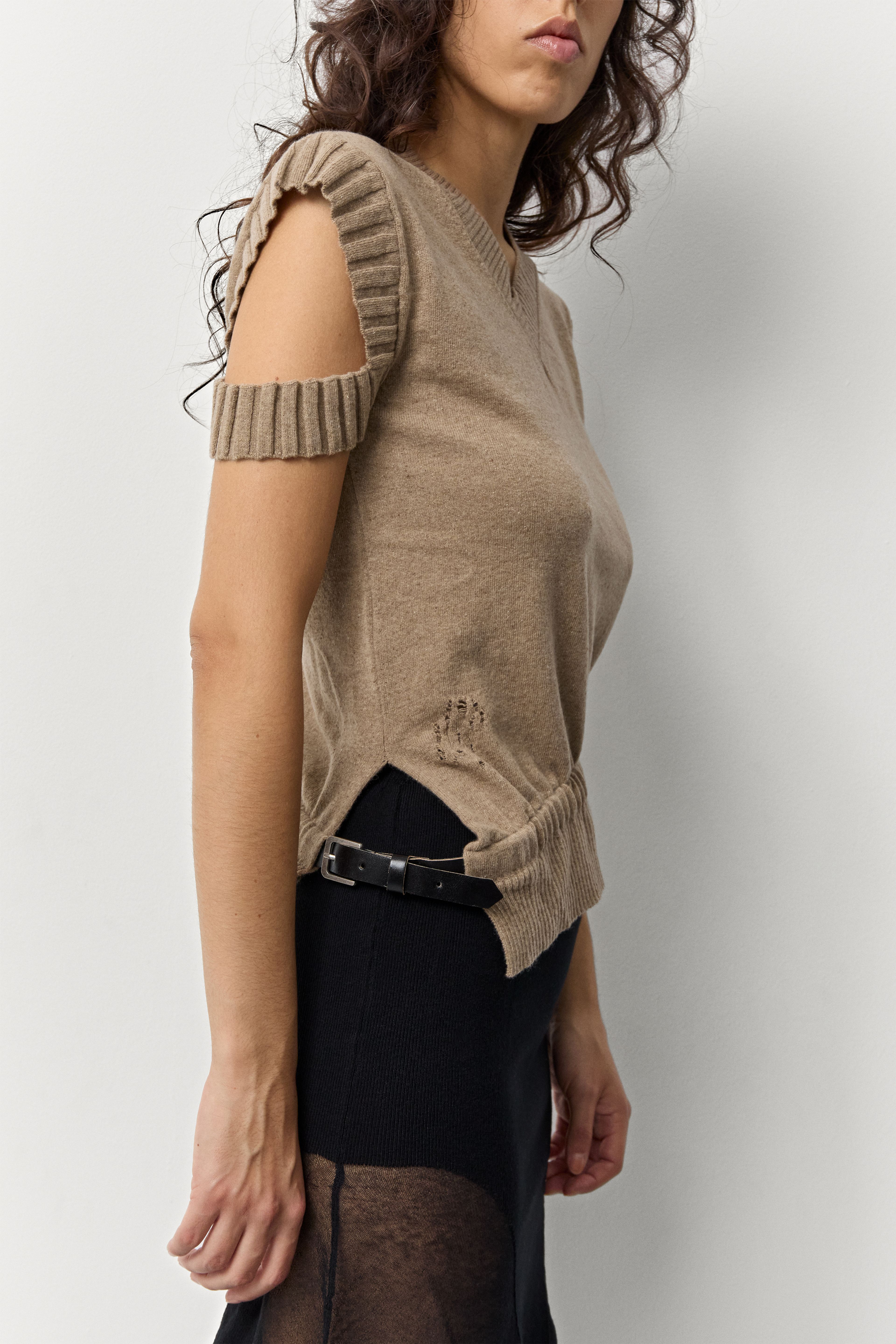 Cora Camel Belt Knit Vest | Miista | Designed & Handmade in Europe