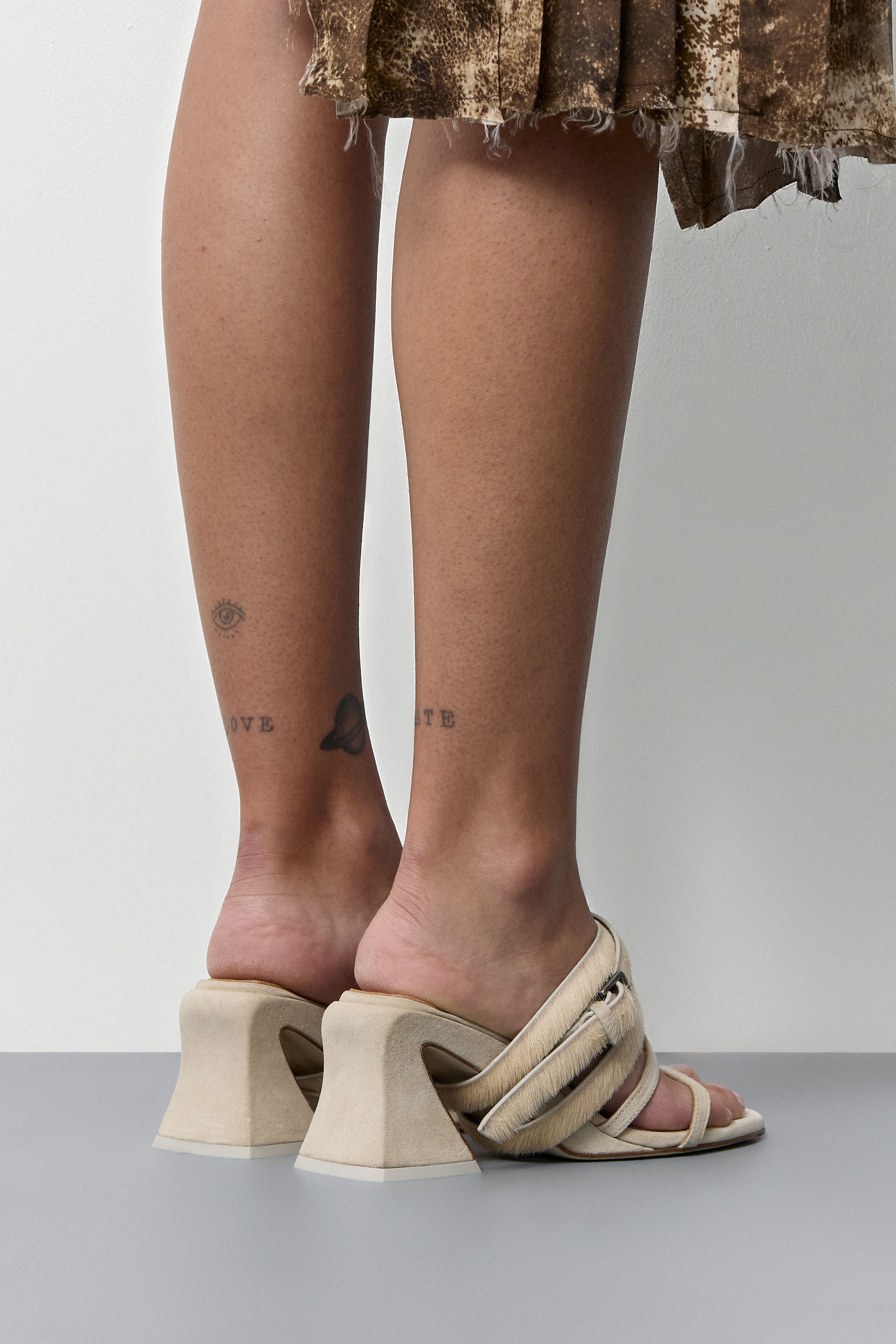 Shantala Beige Pony Belted Sandals | Miista | Designed & Handmade in Europe