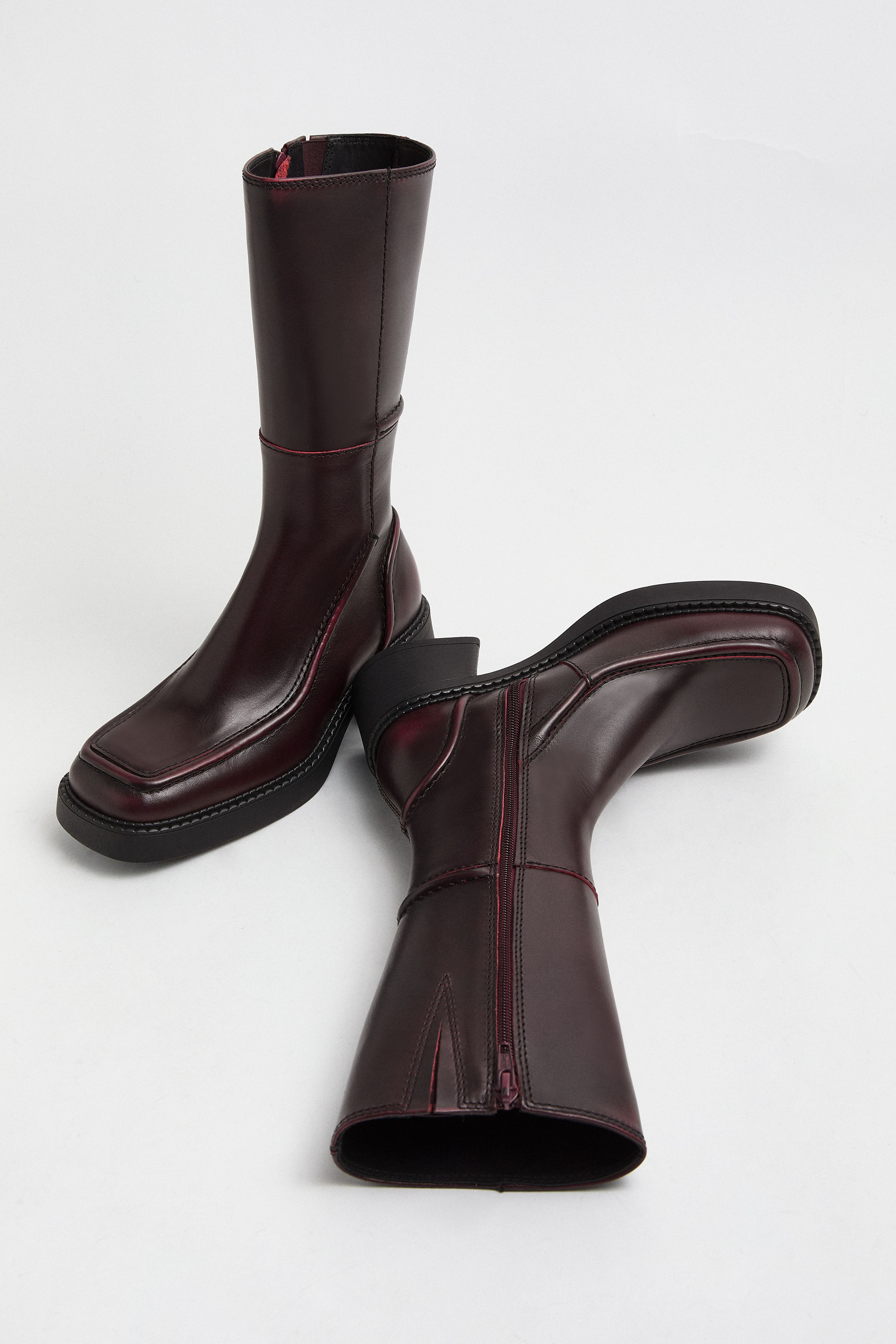Dagmara Boots - Burgundy Brush Off Leather | Miista | Designed & Handmade in Europe