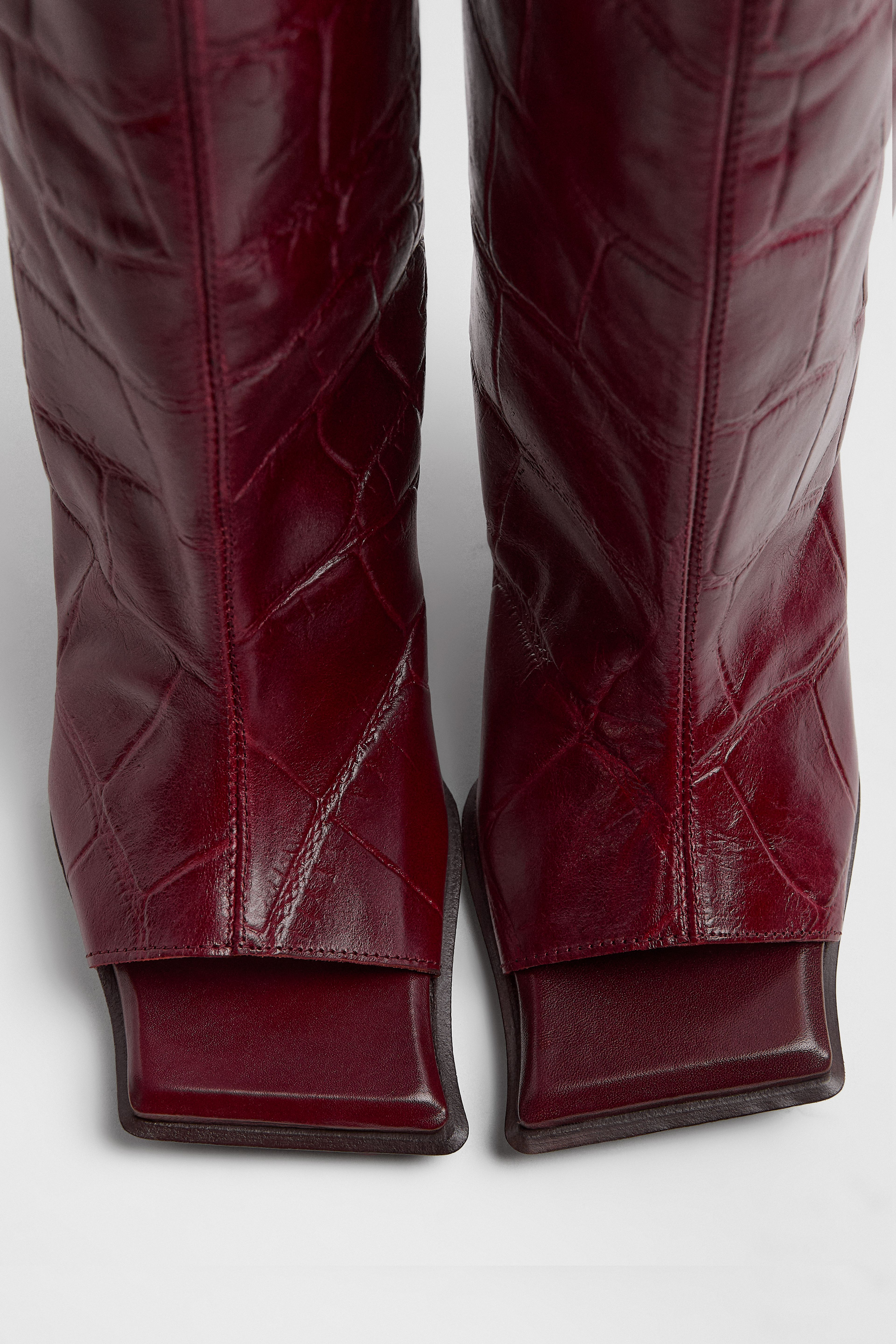 Salima Boots - Red Croc Embossed Leather | Miista | Designed & Handmade in Europe