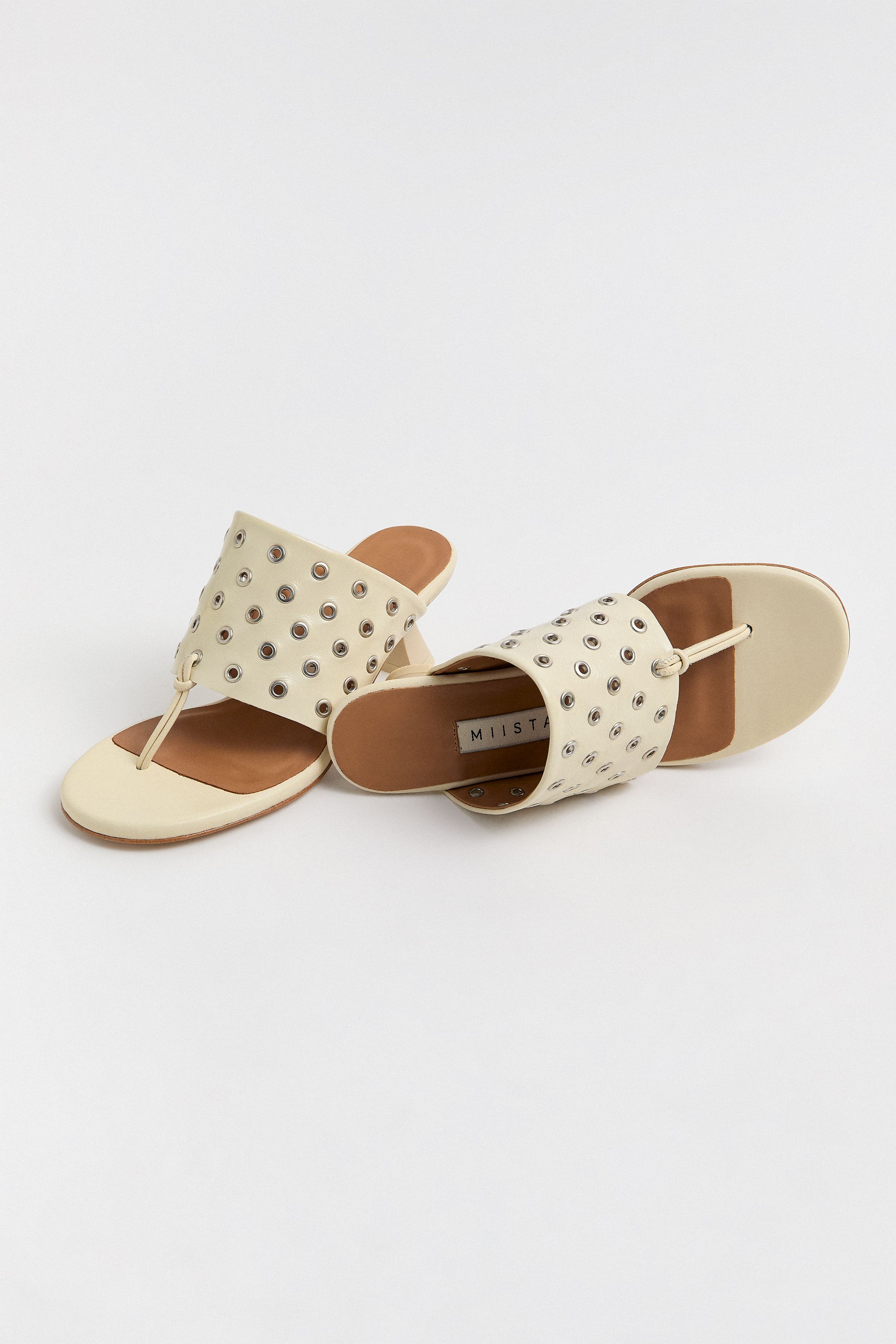 Cedella Sandals - Cream Leather | Miista