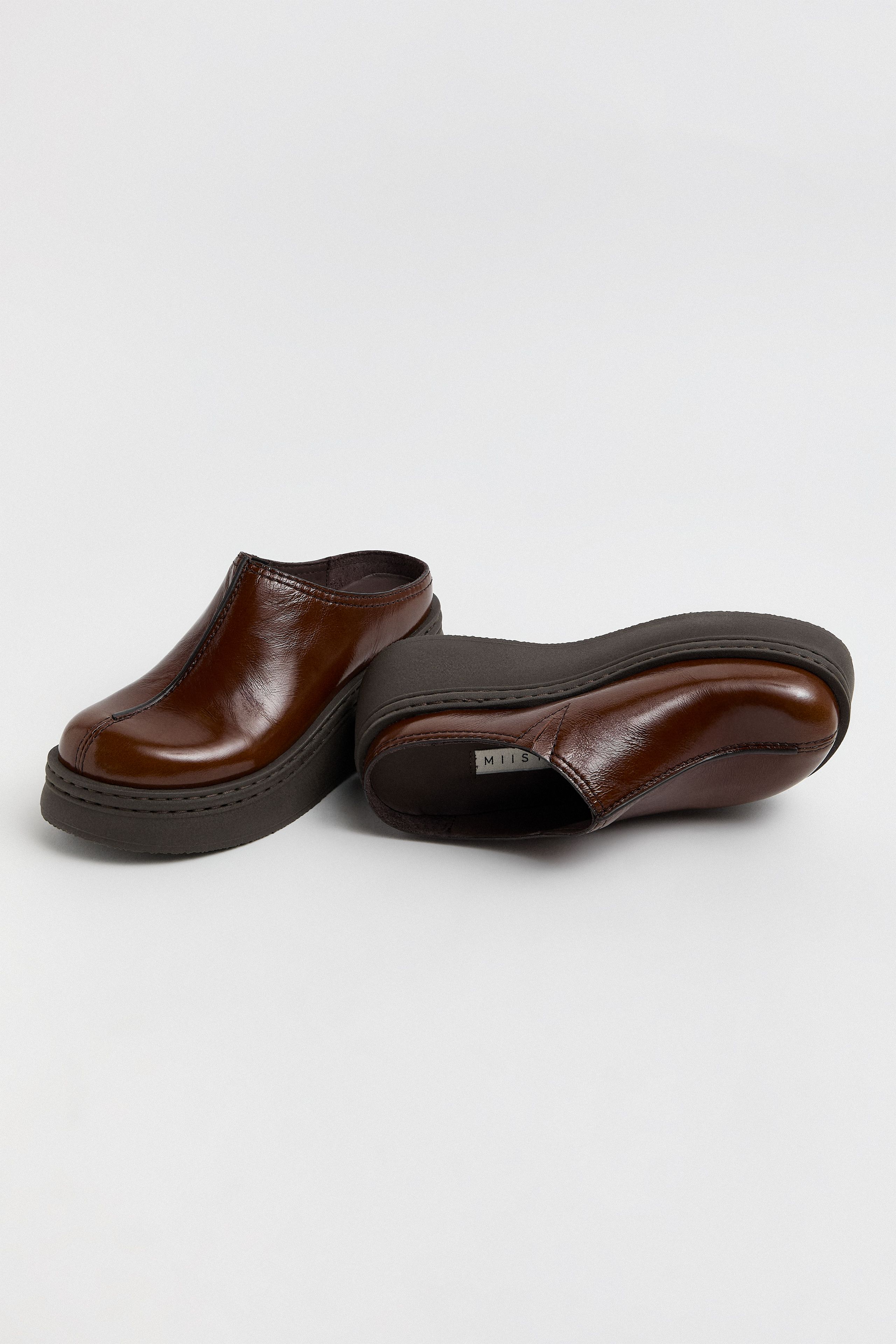Mego Mules - Brown Crinkle Leather | Miista