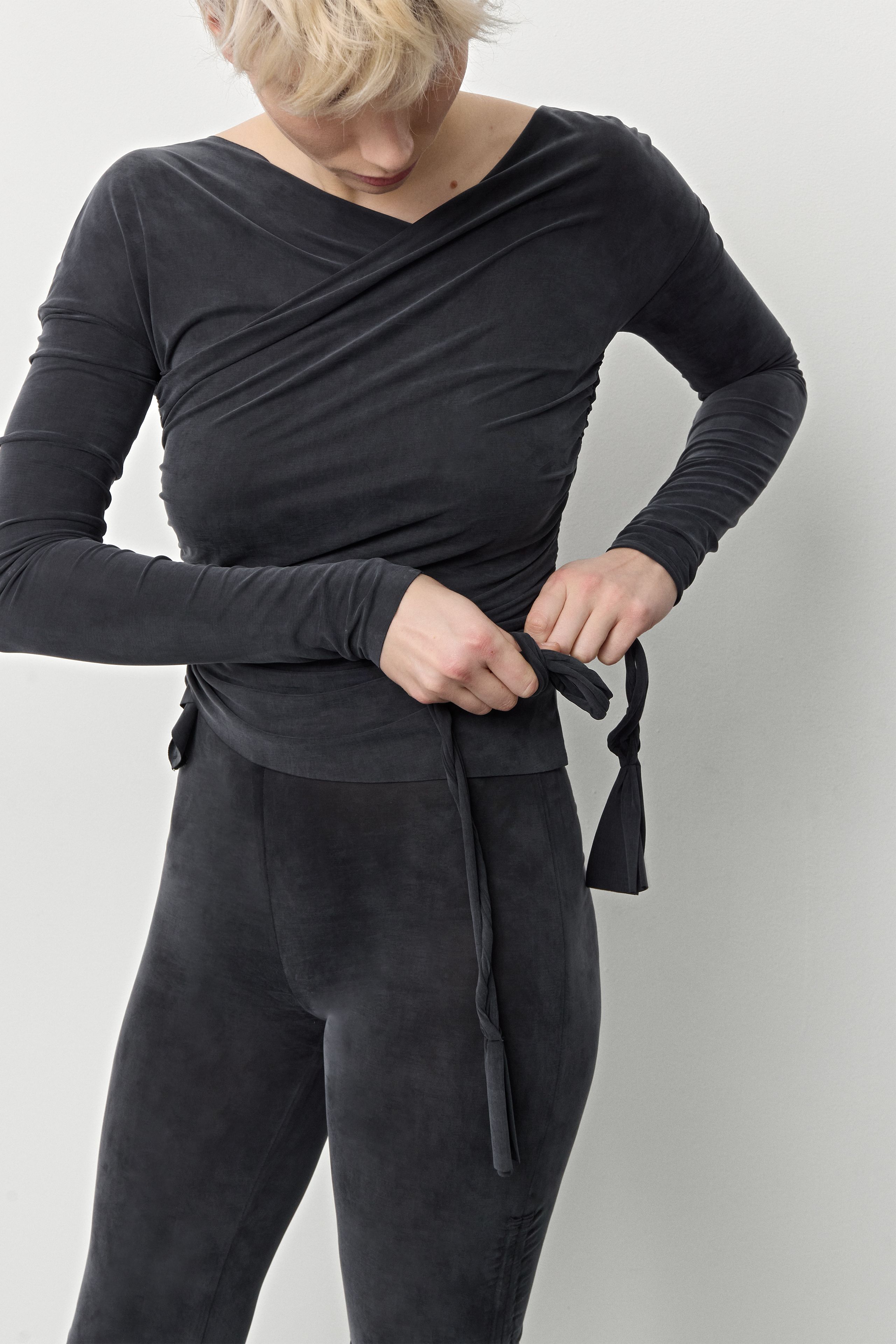 Magdalina Top - Washed Black Cupro | Miista