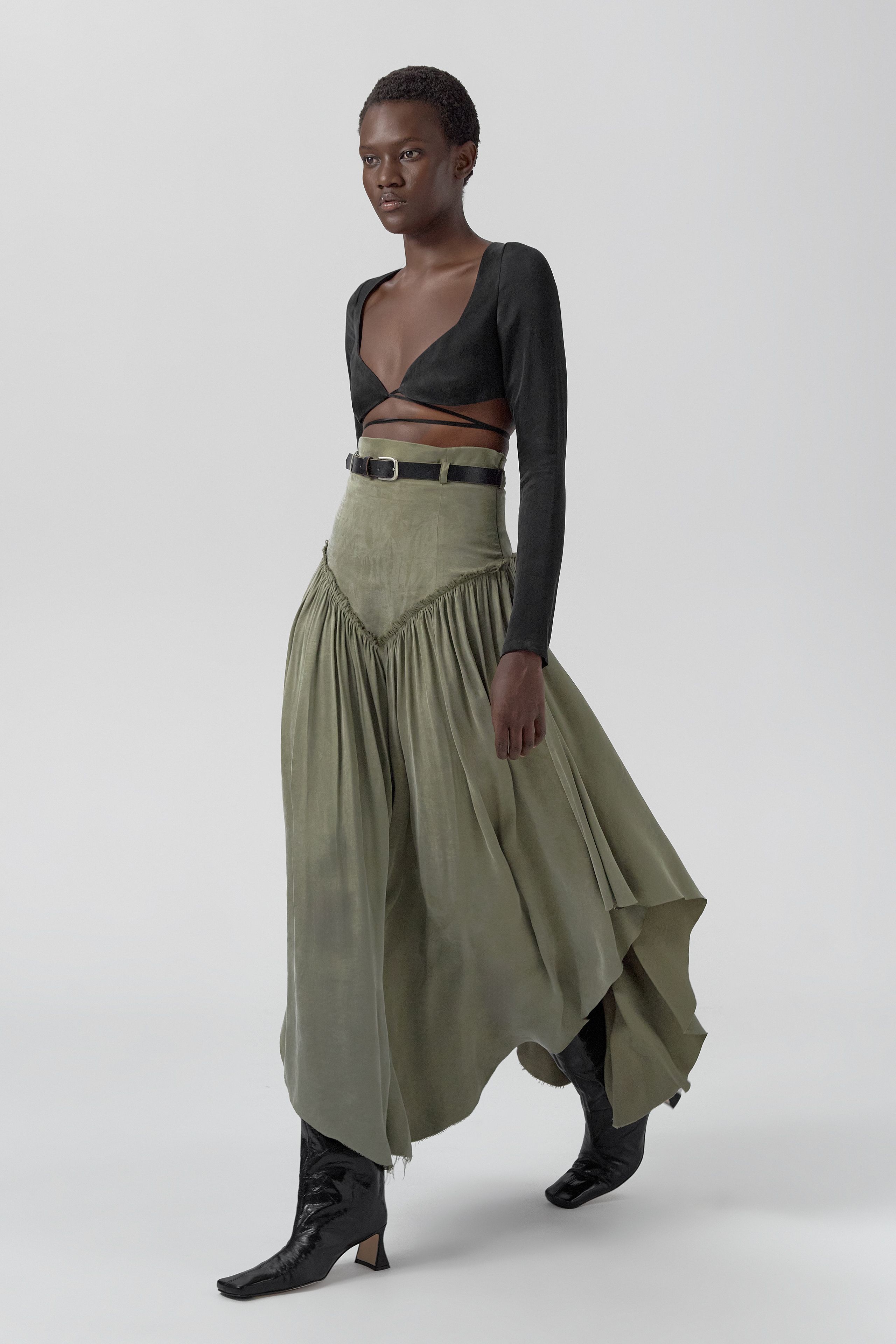 Pat Skirt - Khaki Lyocell Blend | Miista | Designed & Handmade in Europe