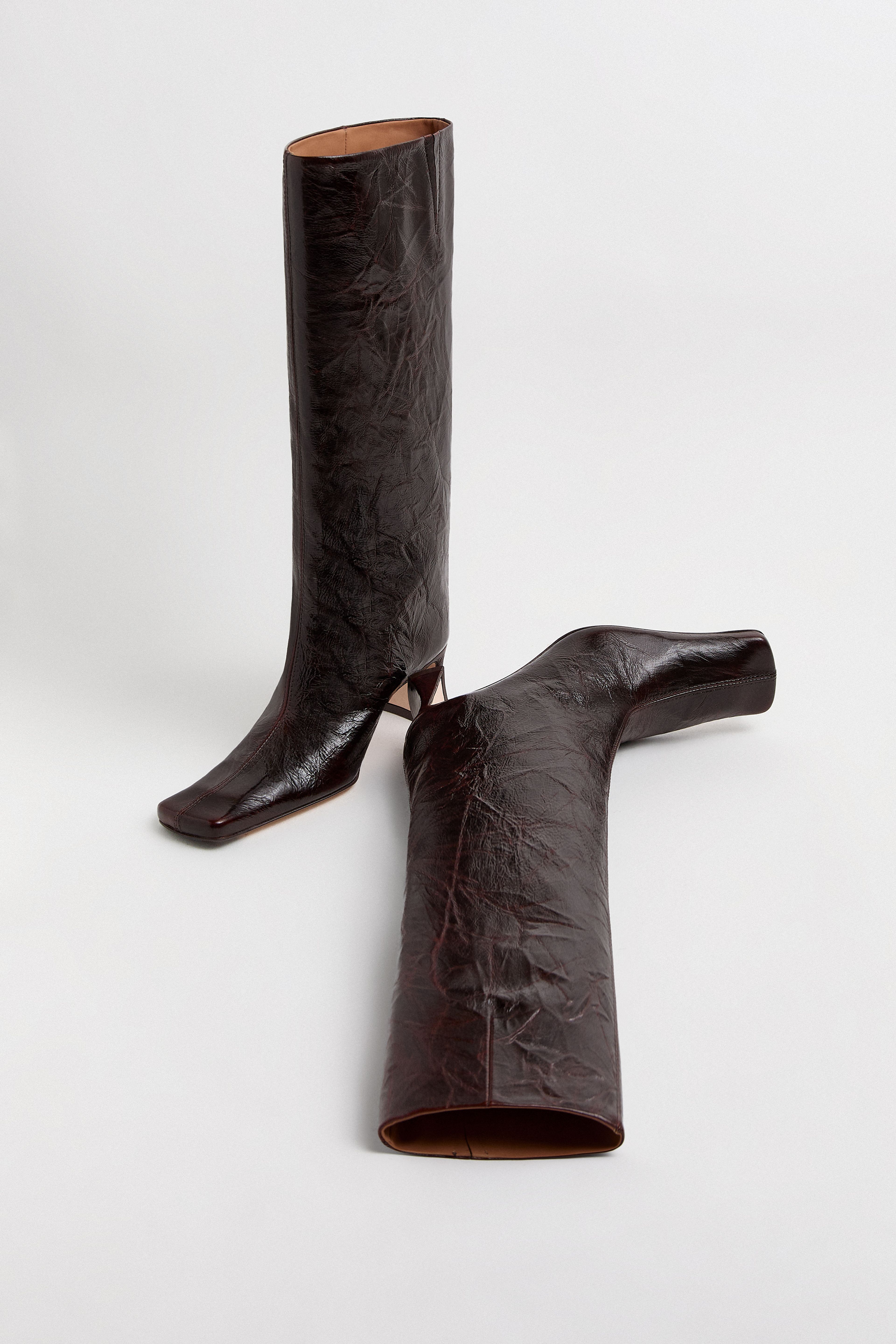 Bluma Boots - Brown Crinkle Leather | Miista | Designed & Handmade in Europe