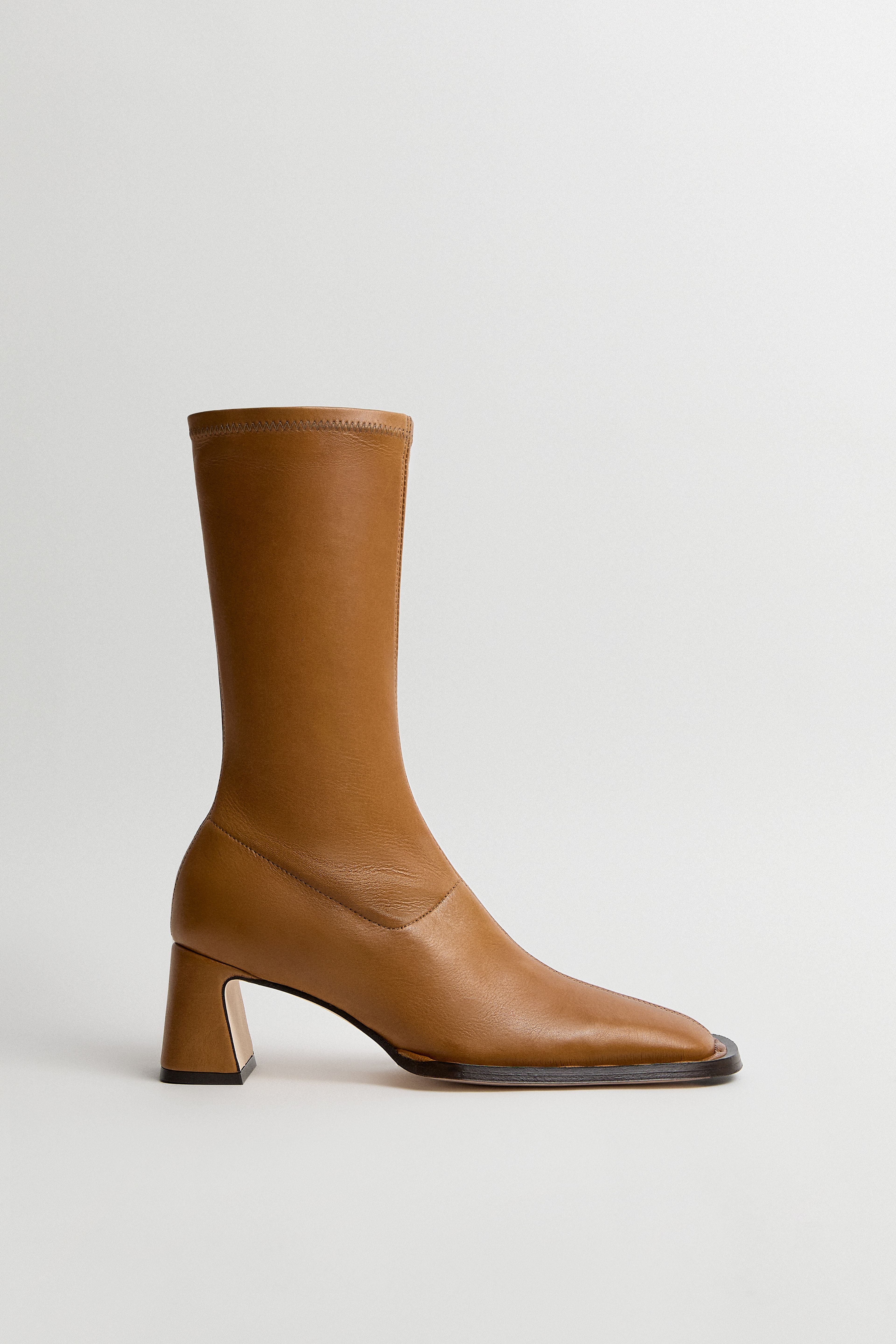 Chasity Boots Caramel Stretch Nappa | Miista | Designed & Handmade in Europe