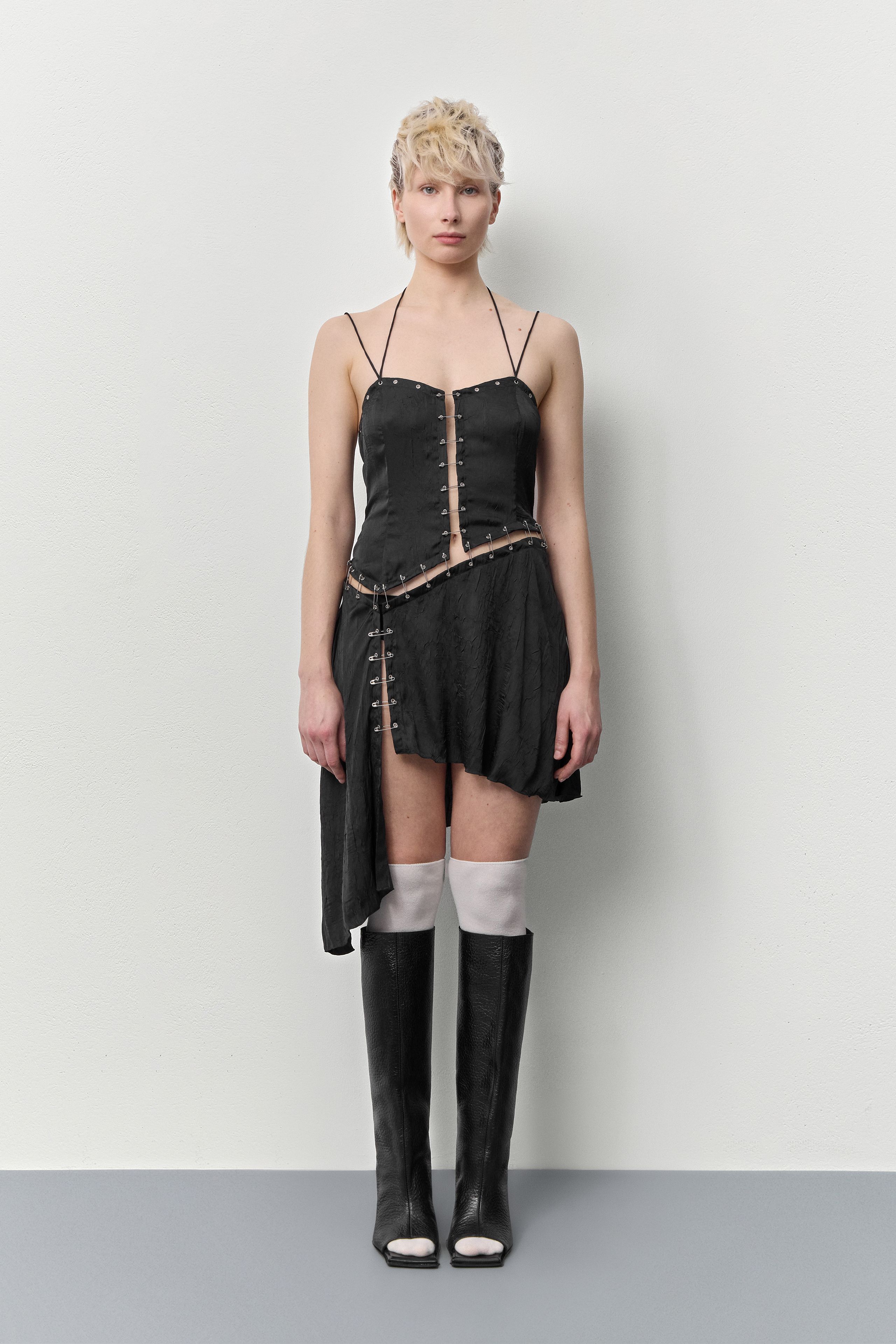 Lexxa Black Detachable Short Dress | Miista | Designed & Handmade in Europe