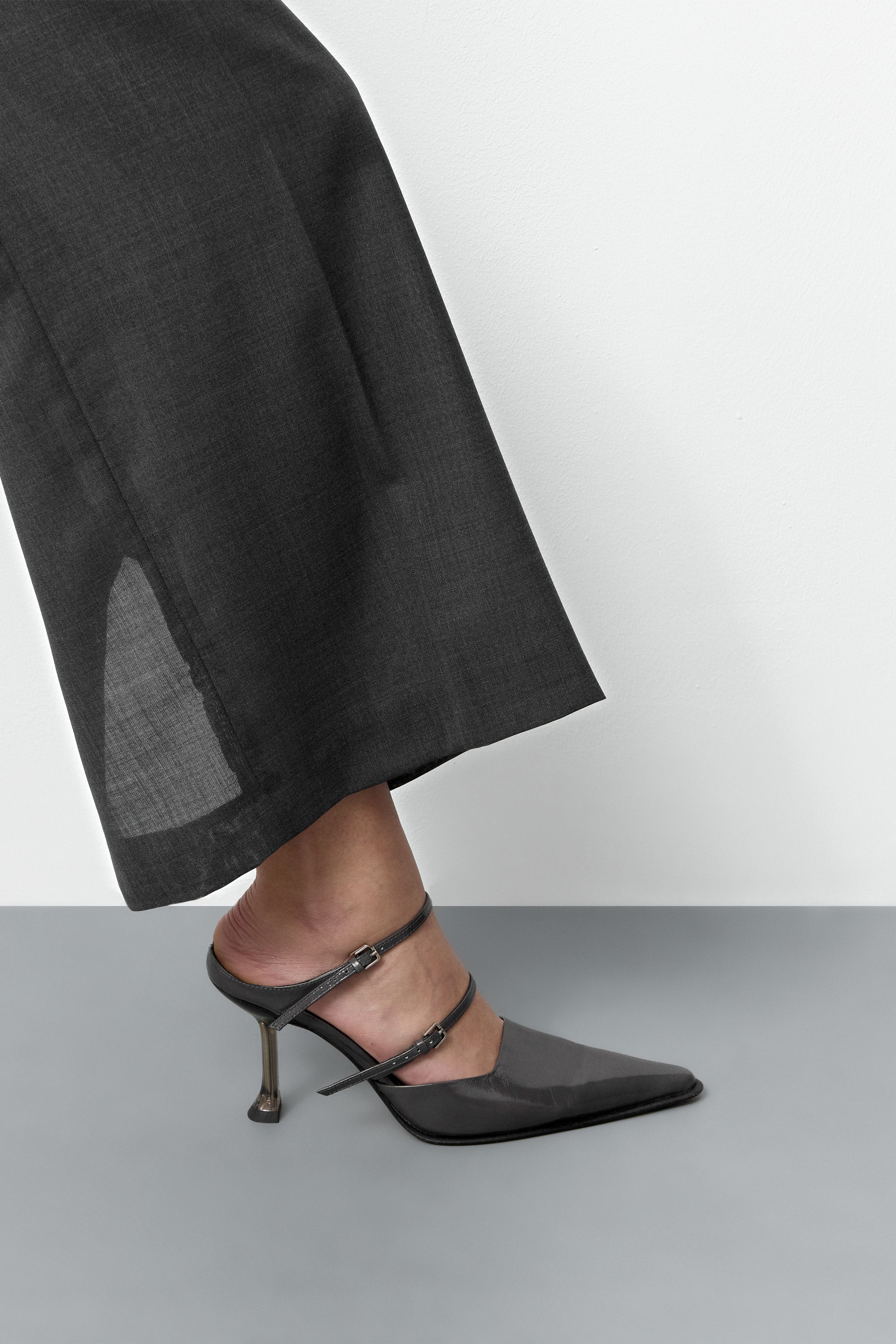 Shari Grey Straps Mules | Miista | Designed & Handmade in Europe