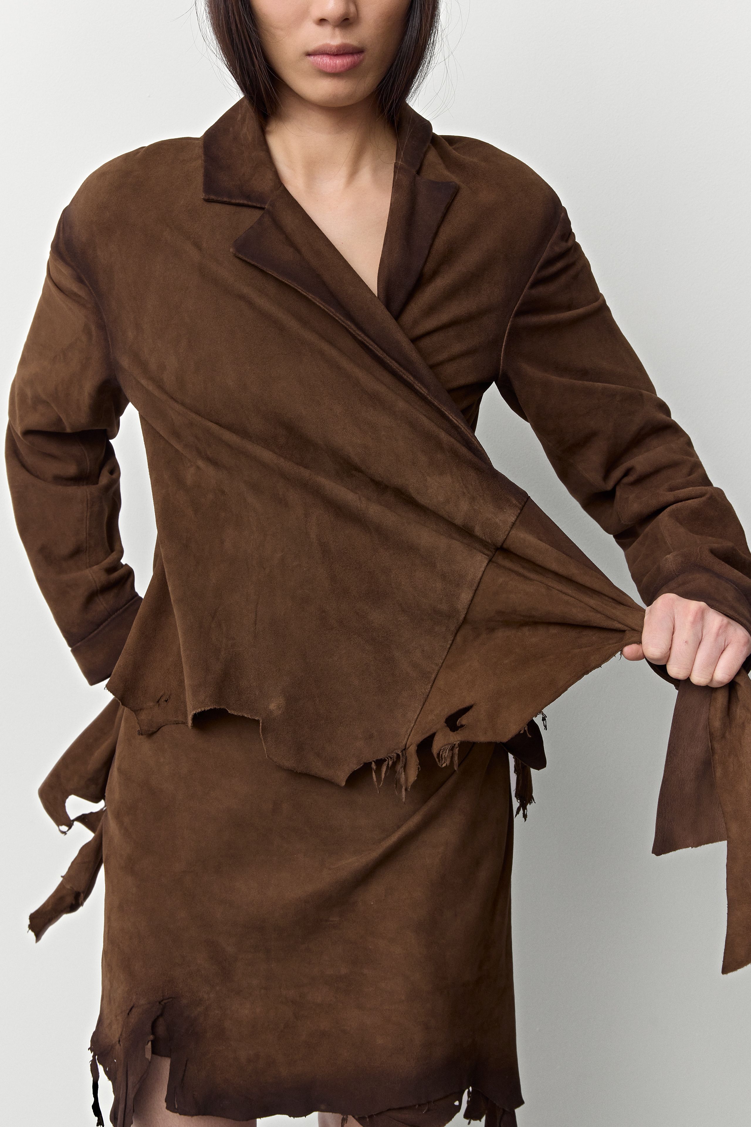 Steph Tan Wrapped Leather Jacket | Miista | Designed & Handmade in Europe