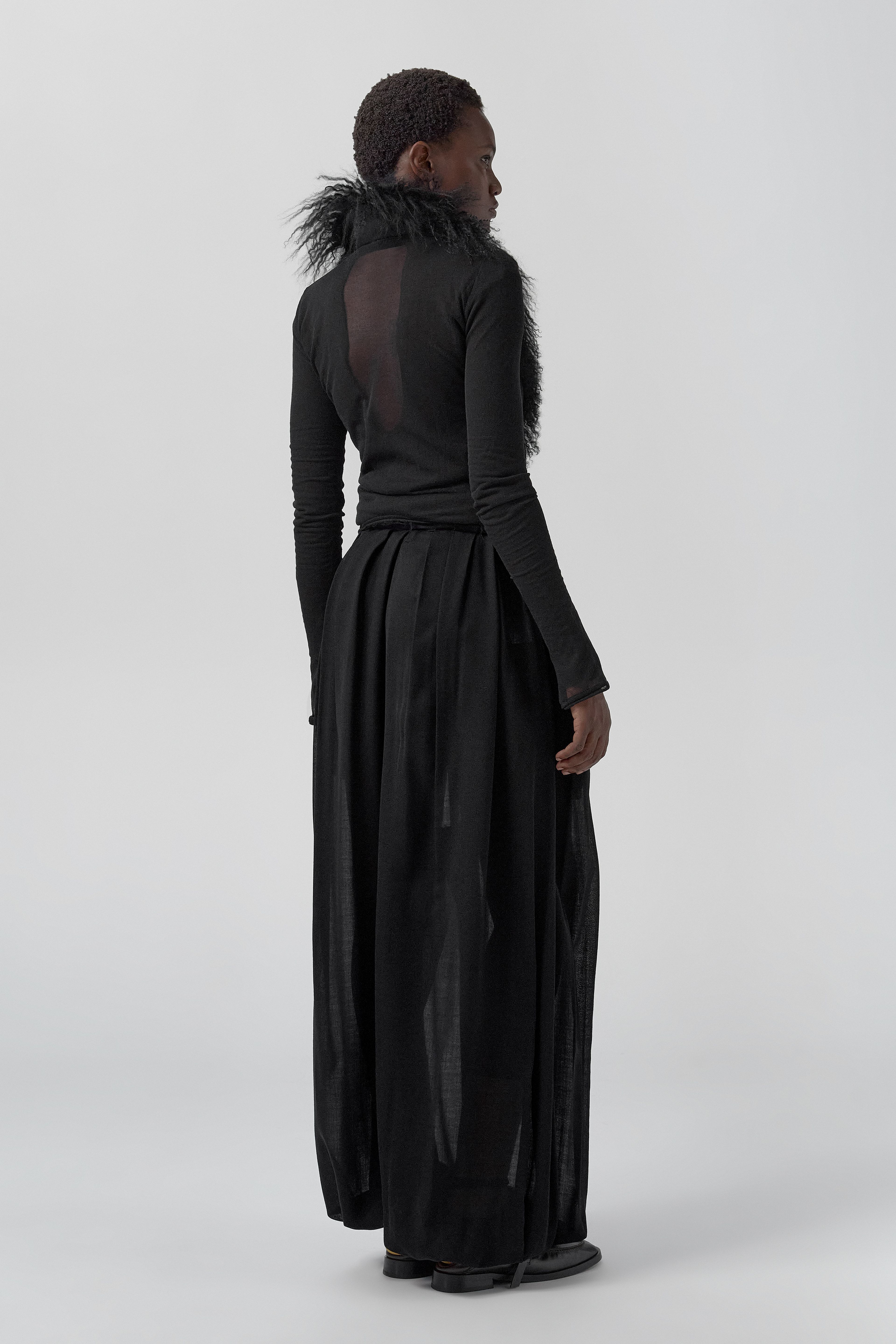 Ripley Black Fuzzy Collar Mini Knit Jacket | Miista | Designed & Handmade in Europe