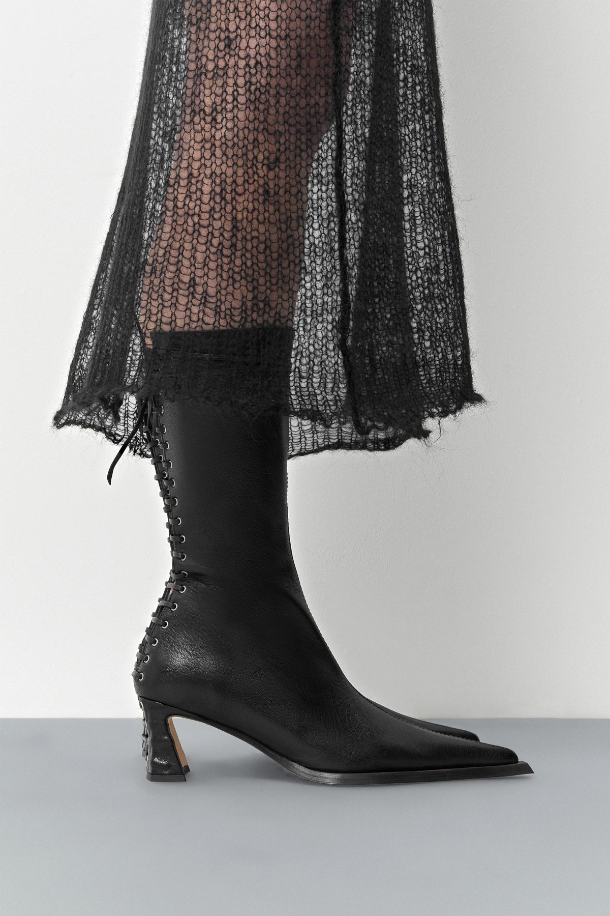 Shelley Boots - Black Lace Leather