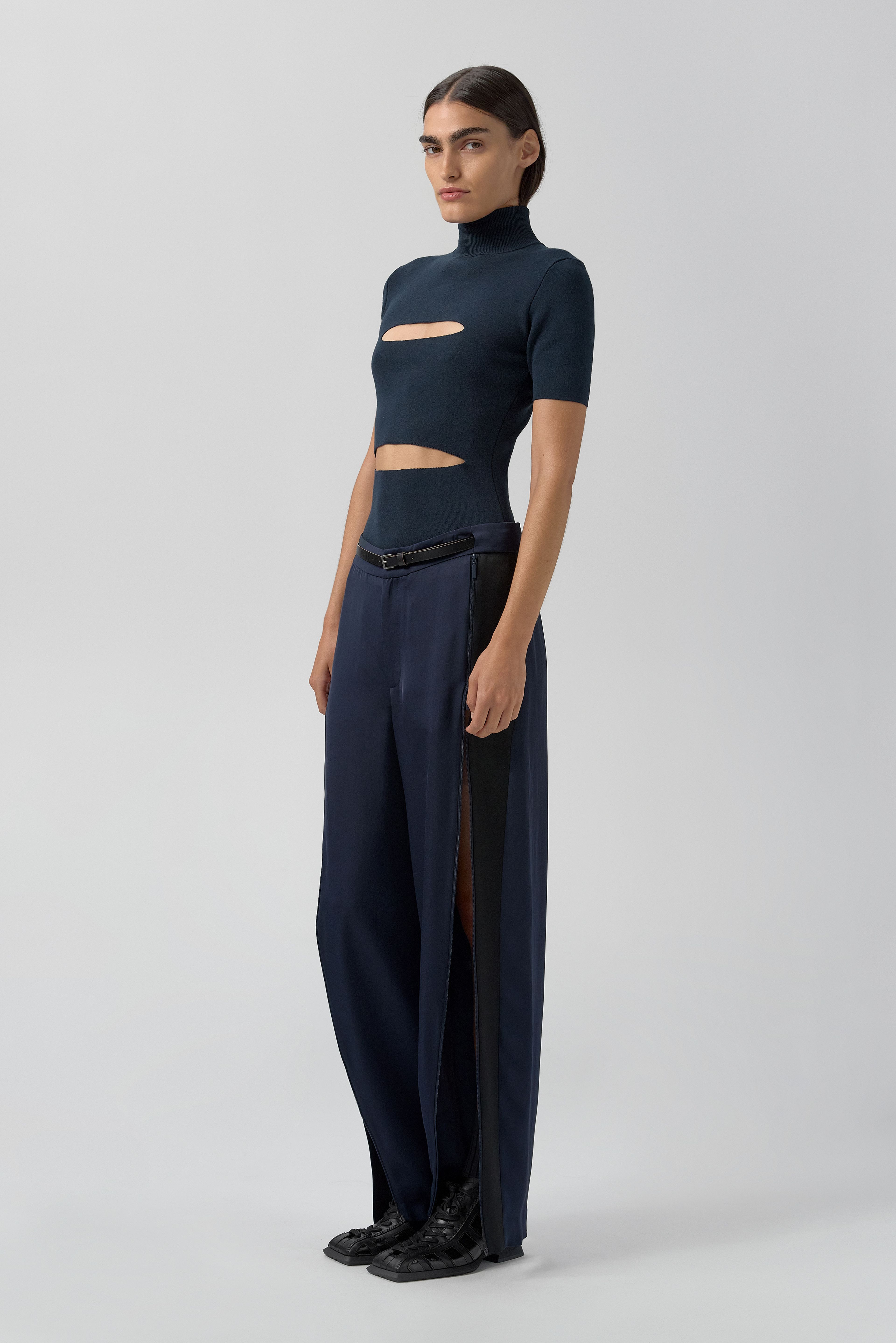 Candida Top - Navy Viscose Knit | Miista | Designed & Handmade in Europe