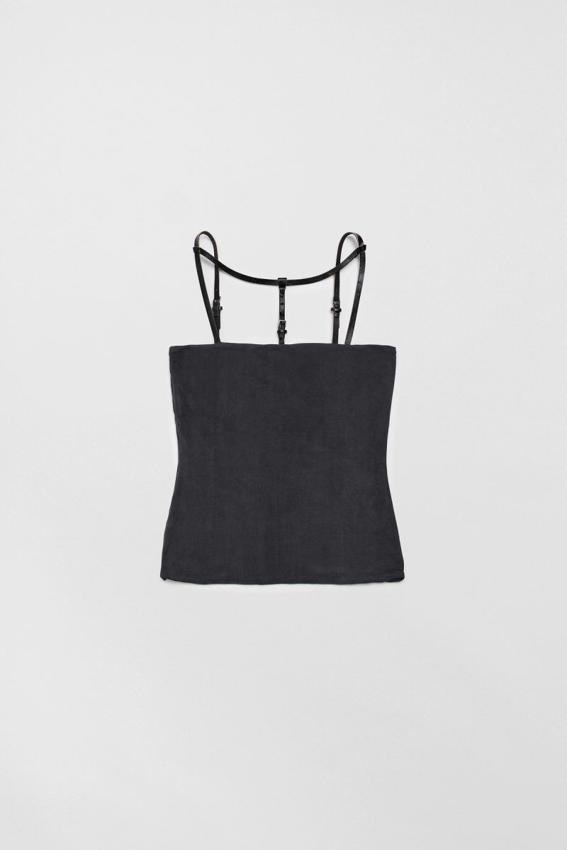 Ismera Top Washed Black Ribbed Cupro