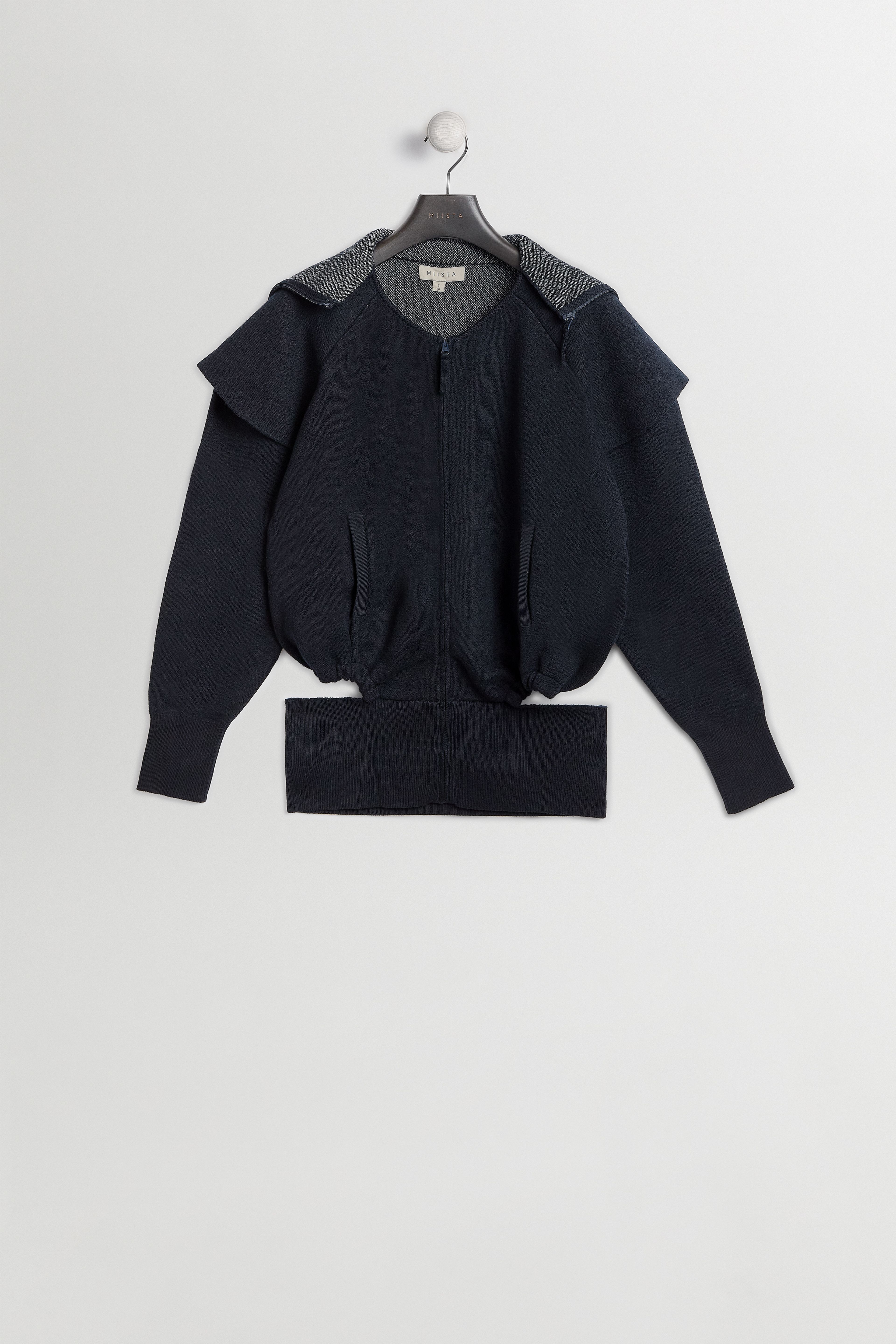 Agnes Jacket - Navy Extra Fine Merino Knit | Miista | Designed & Handmade in Europe