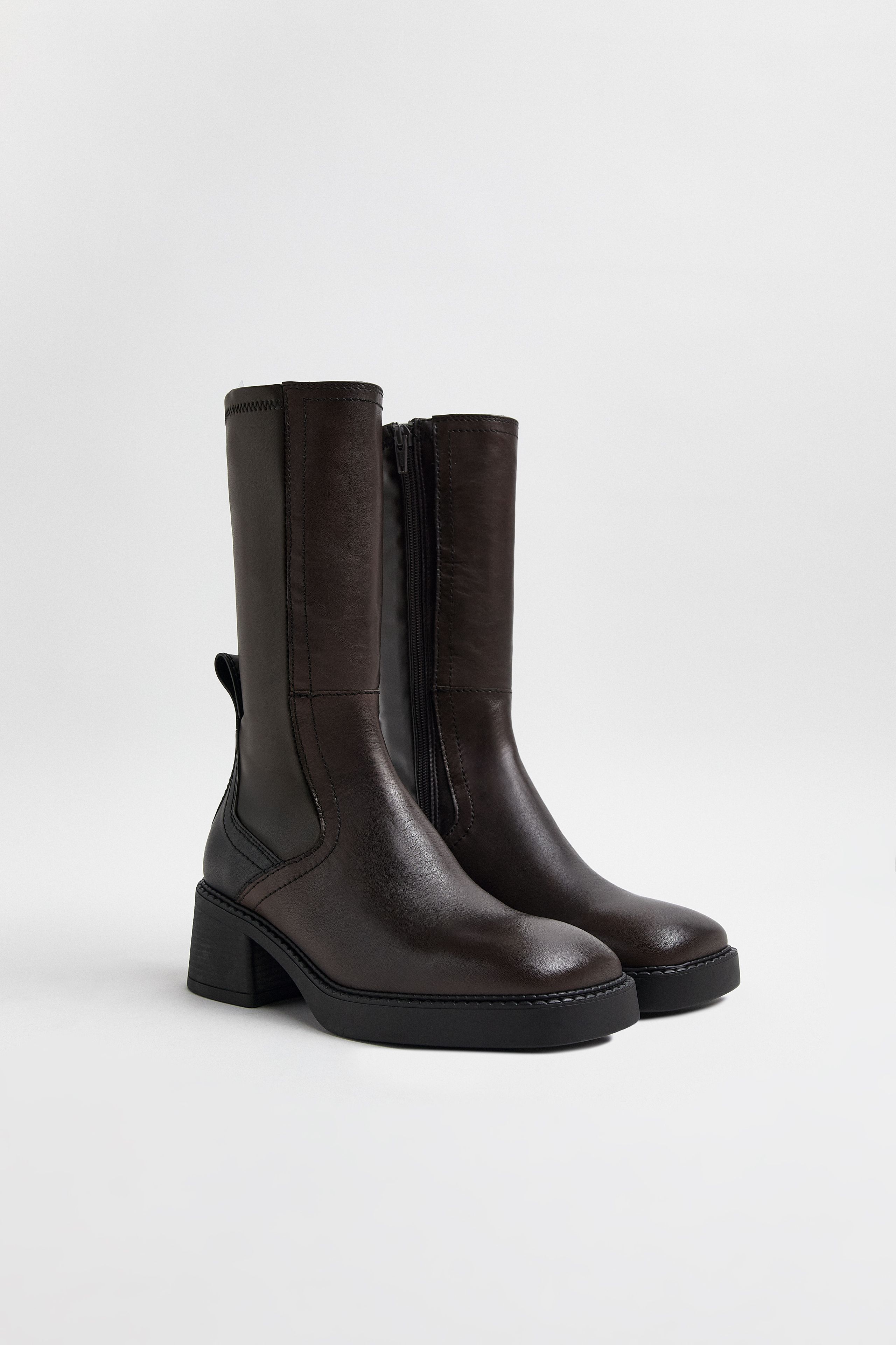 Fabi Boots - Brown Bicolour Stretch Leather | Miista