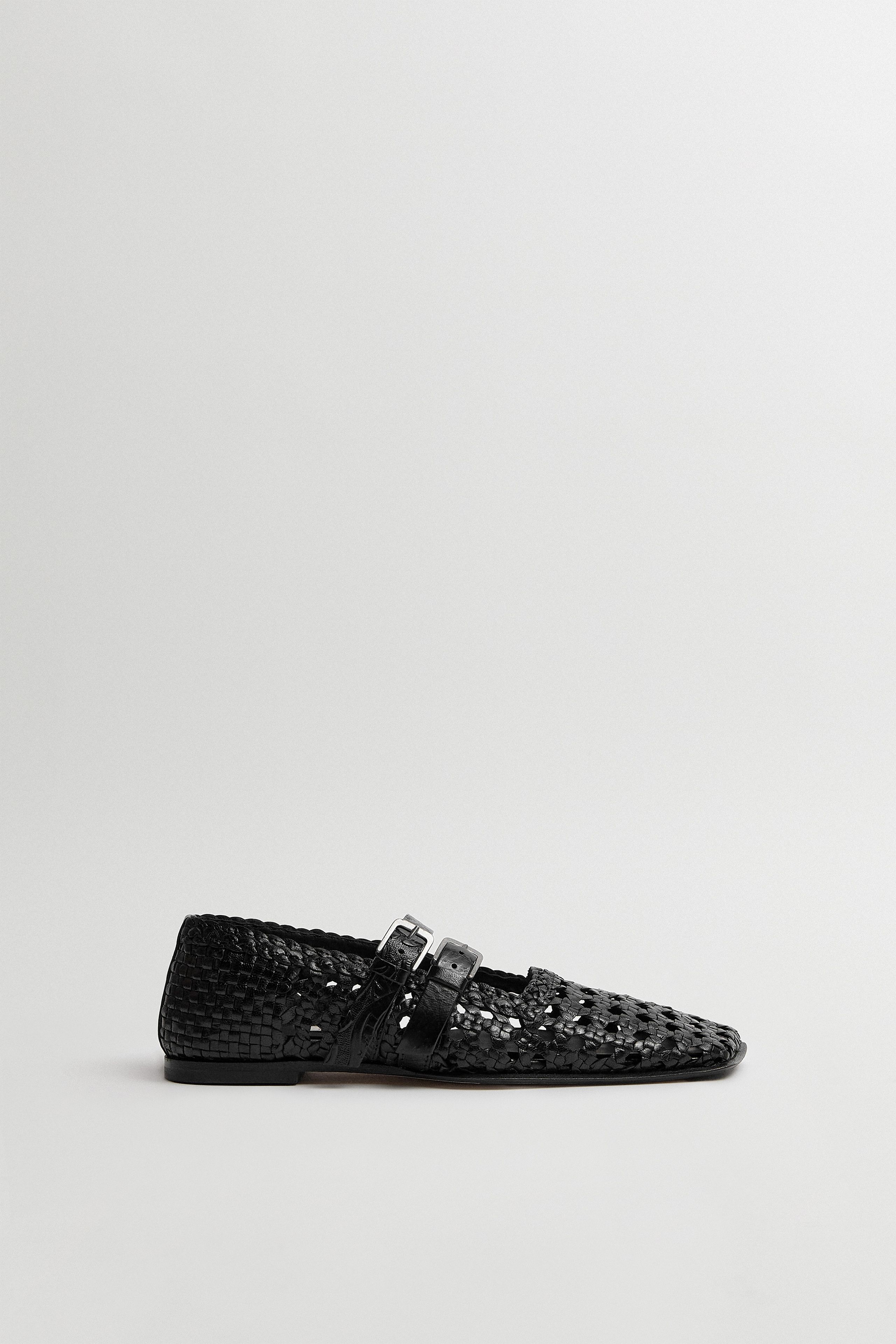 Kiran Black Woven Leather Strappy Ballerinas | Miista | Designed & Handmade in Europe