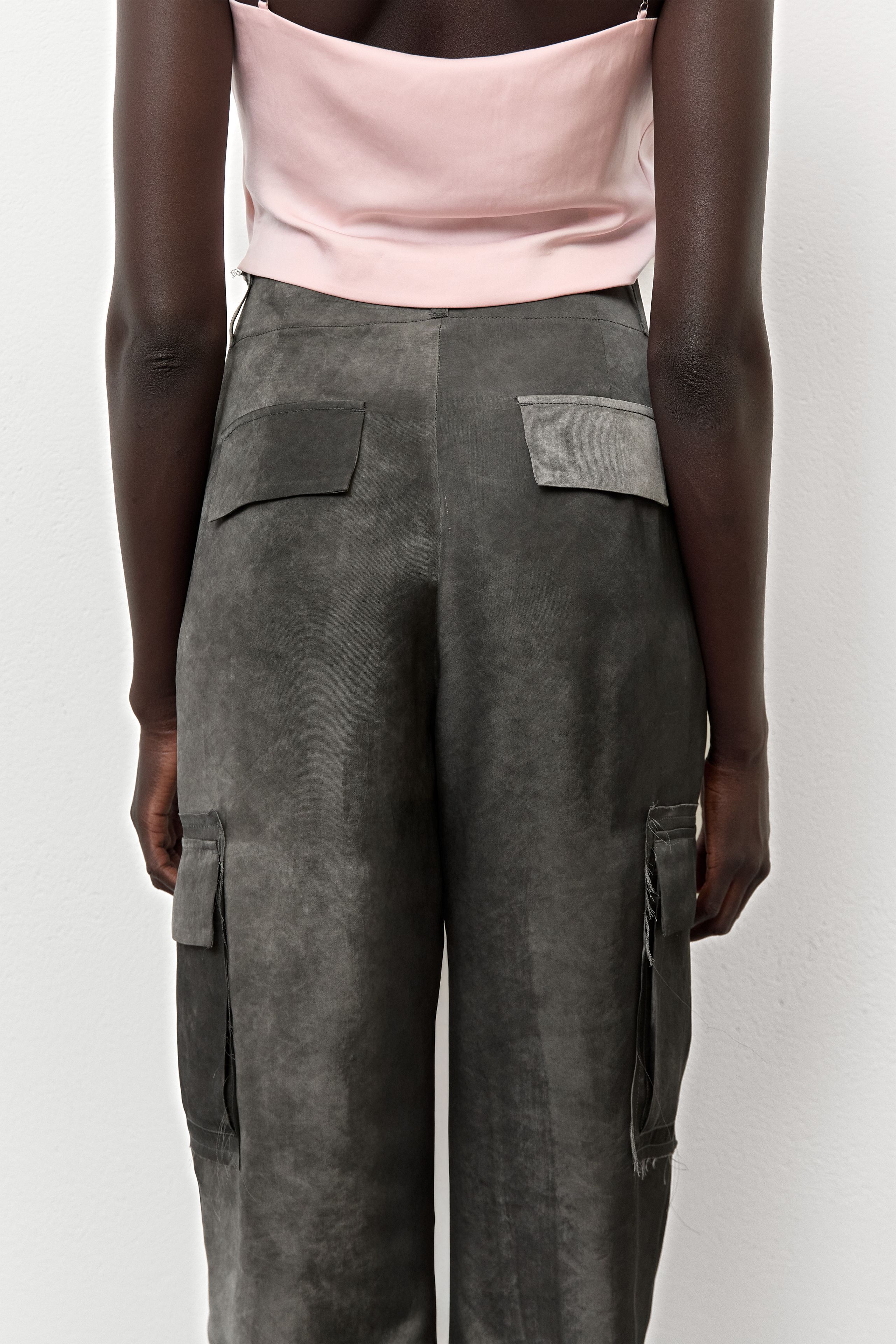Jaidy Dark Grey Cargo Trousers | Miista | Designed & Handmade in Europe