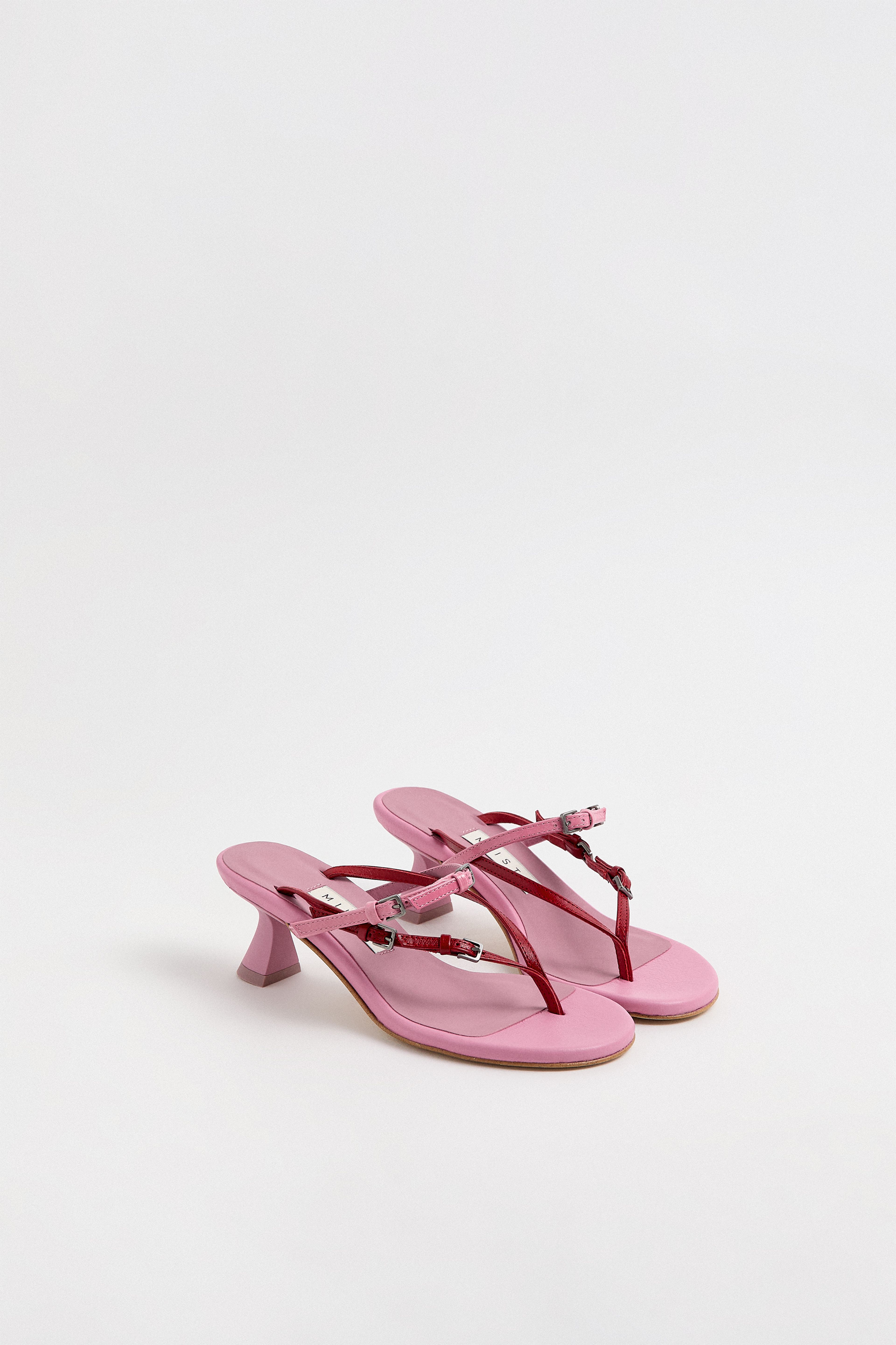 Abisai Pink and Red Mini Buckled Sandals | Miista | Designed & Handmade in Europe
