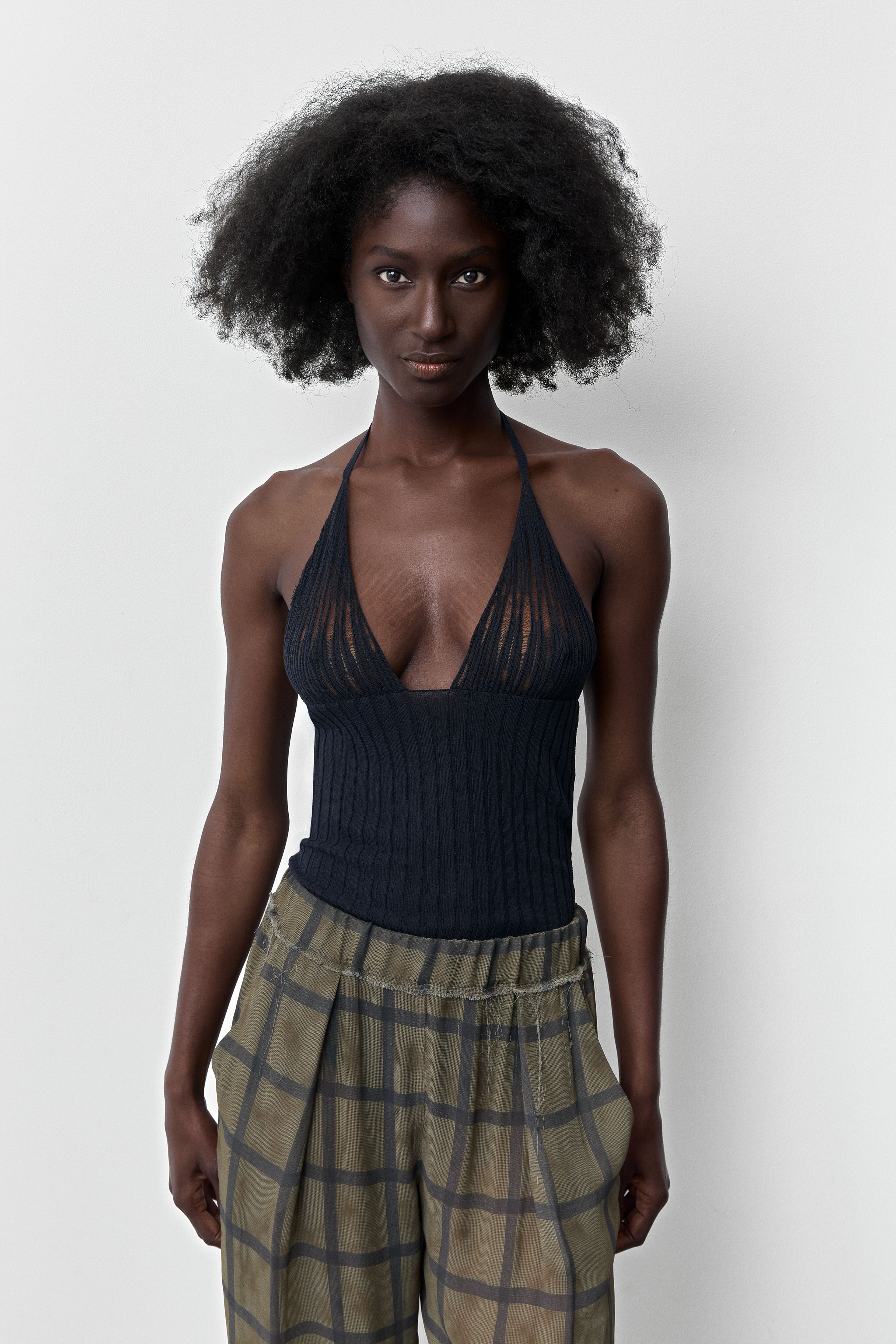 Romina Navy Halter Knit Top | Miista | Designed & Handmade in Europe