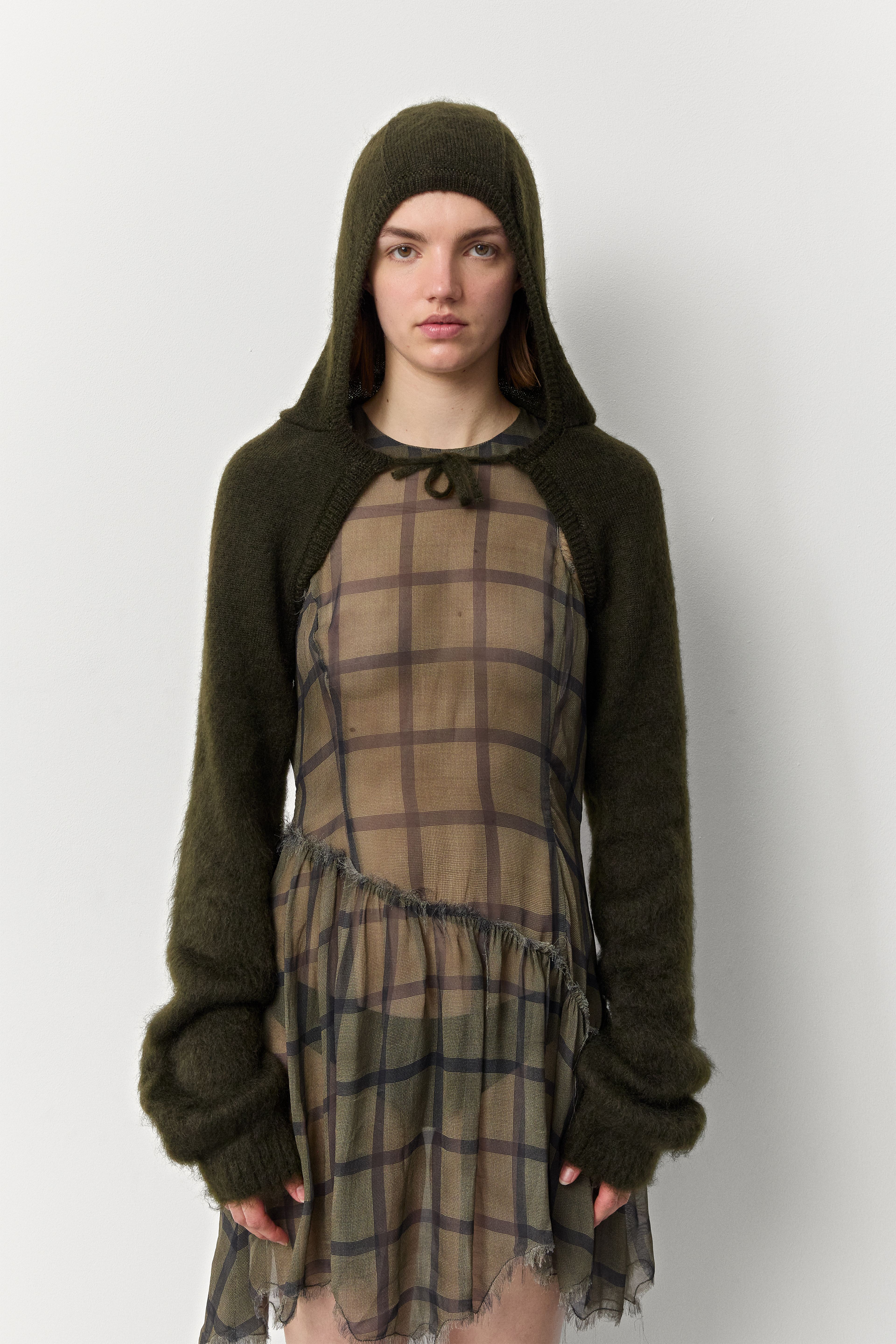 Nivi Hooded Khaki Sleeves | Miista | Designed & Handmade in Europe