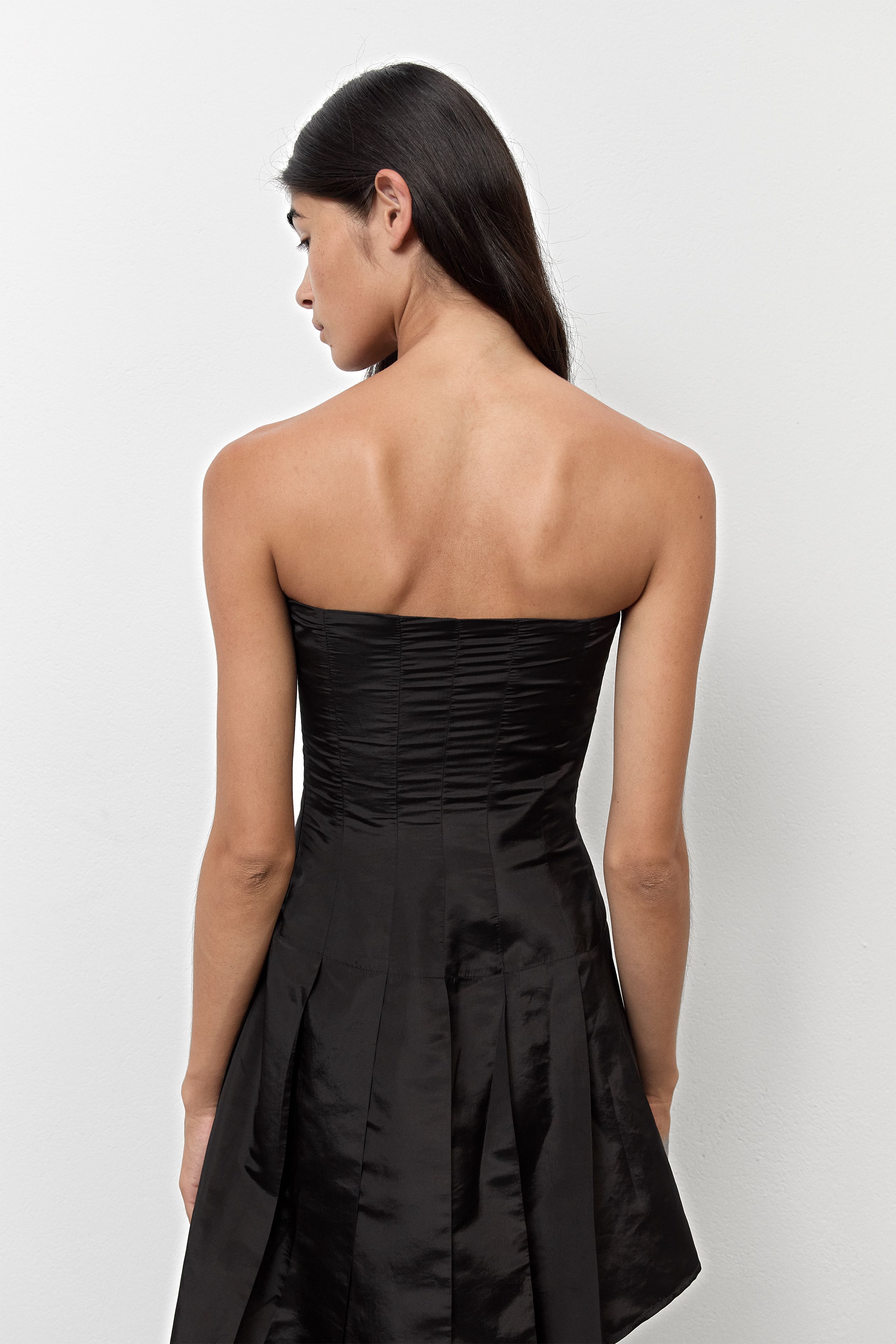 Lucrezia Dress - Black Pleated Silk | Miista