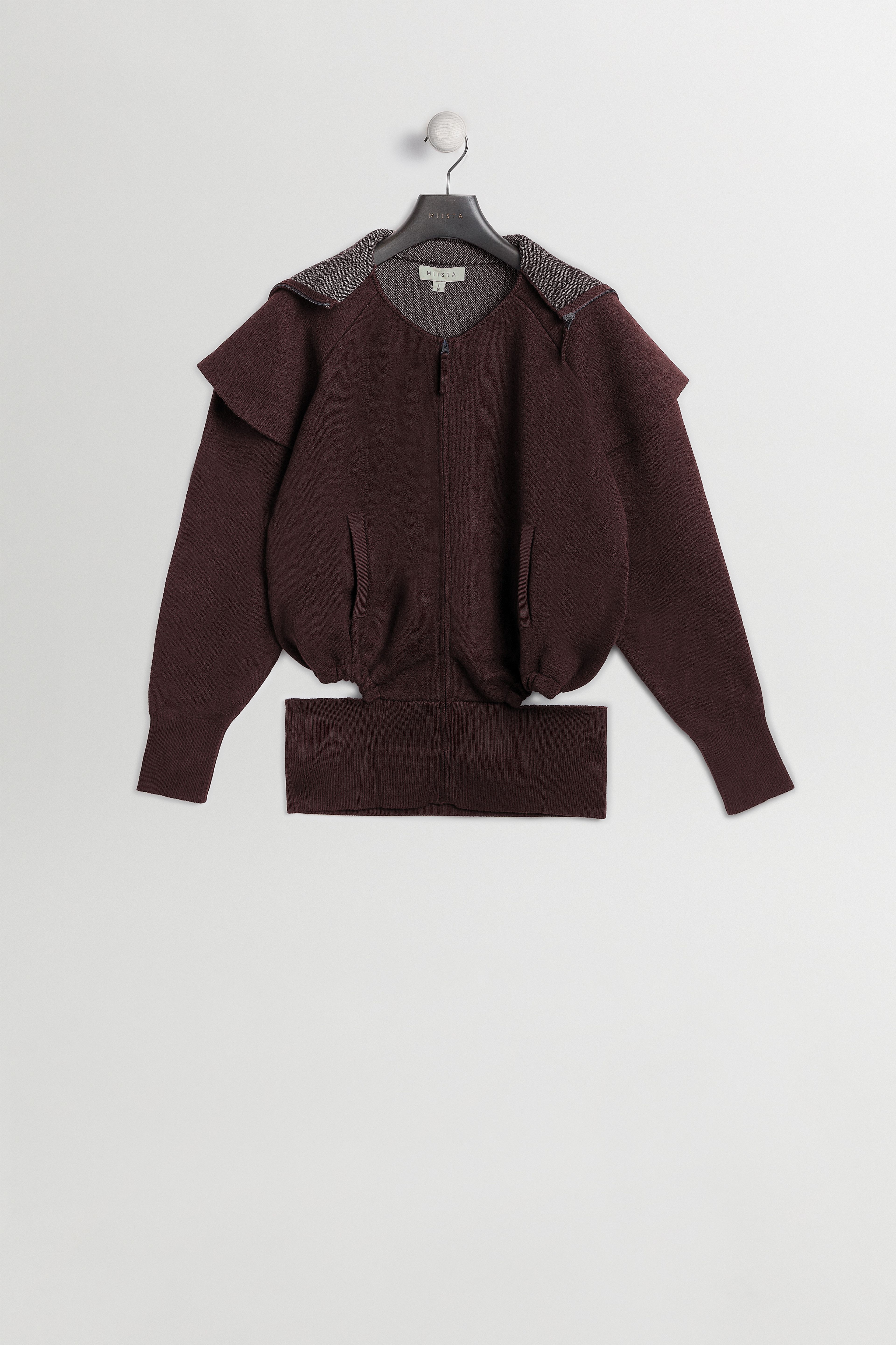 Agnes Jacket - Burgundy Extra Fine Merino Knit | Miista | Designed & Handmade in Europe