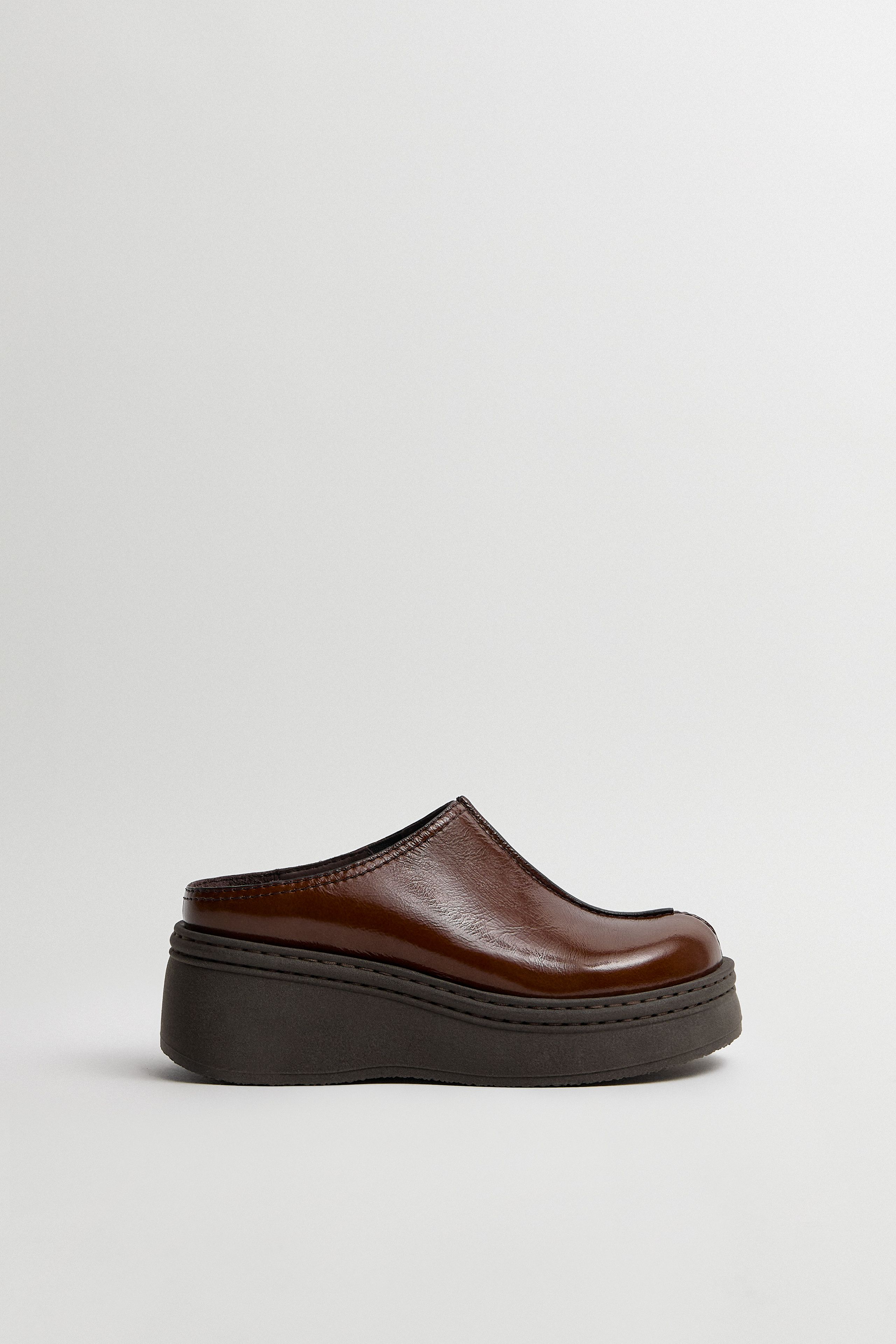 miii Mego Mules - Brown Crinkle Leather | Miista