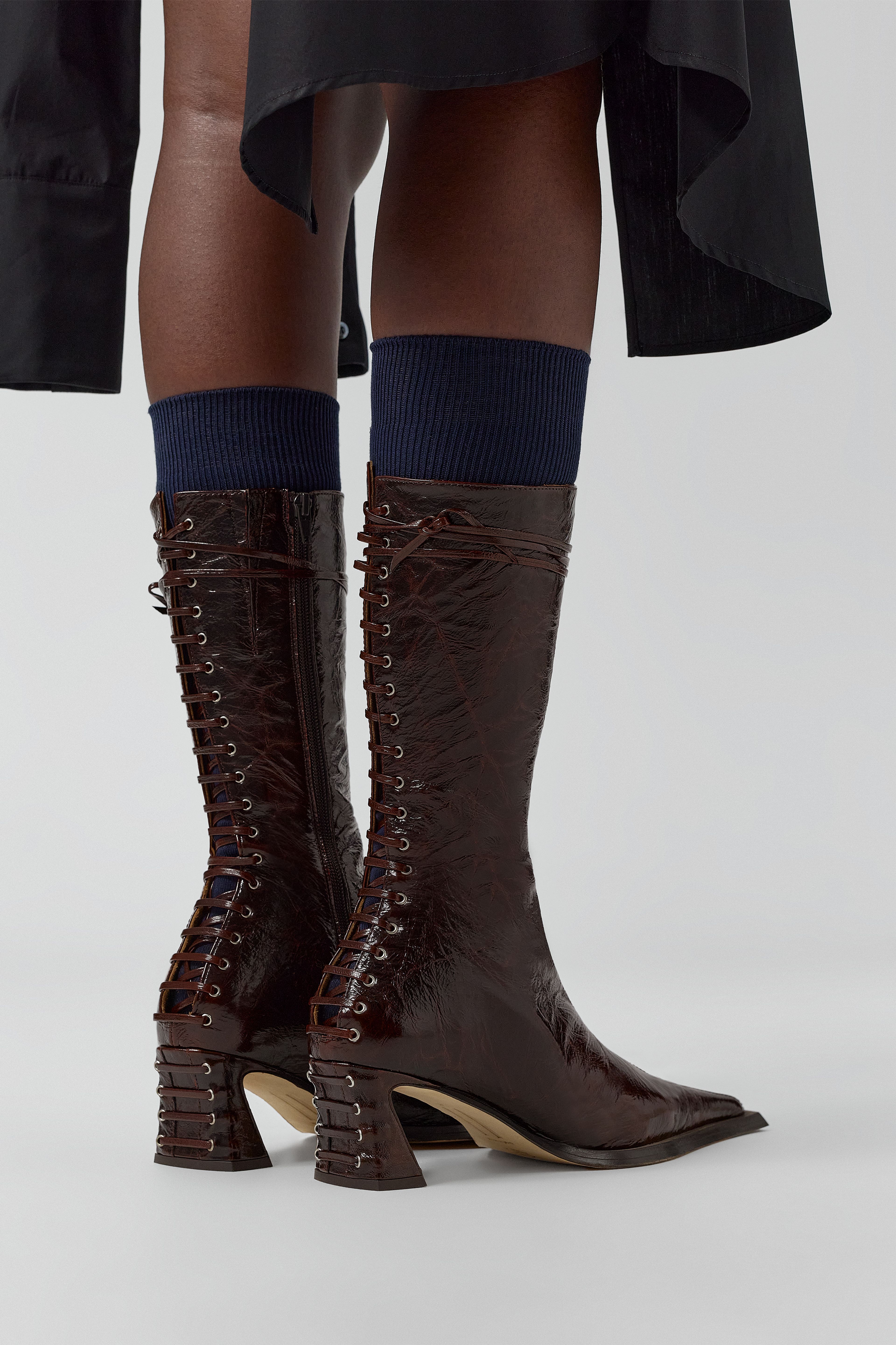 Shelley Boots - Dark Brown Patent Leather | Miista | Designed & Handmade in Europe
