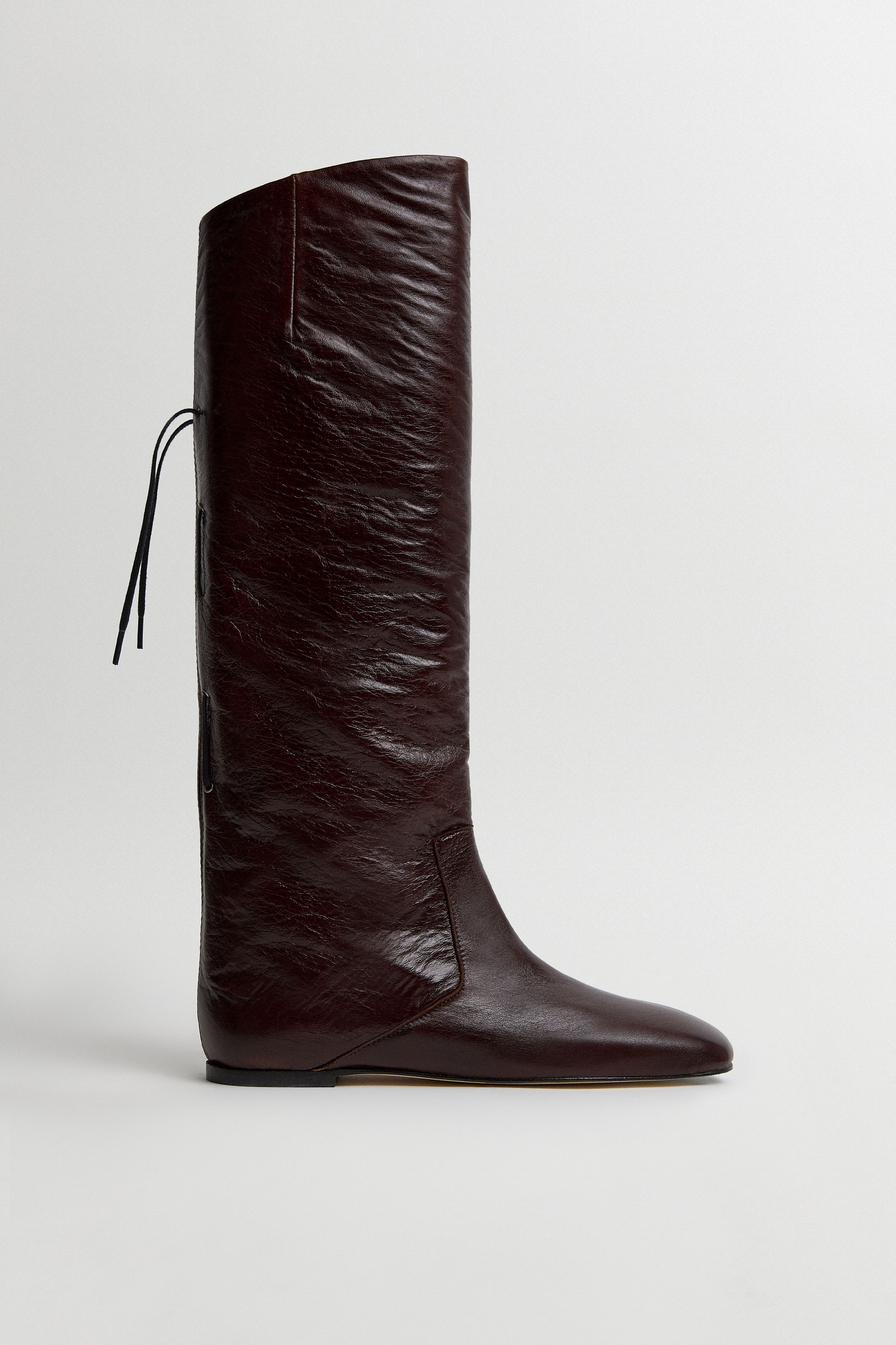 Karola Boots - Dark Brown Crinkle Leather | Miista | Designed & Handmade in Europe