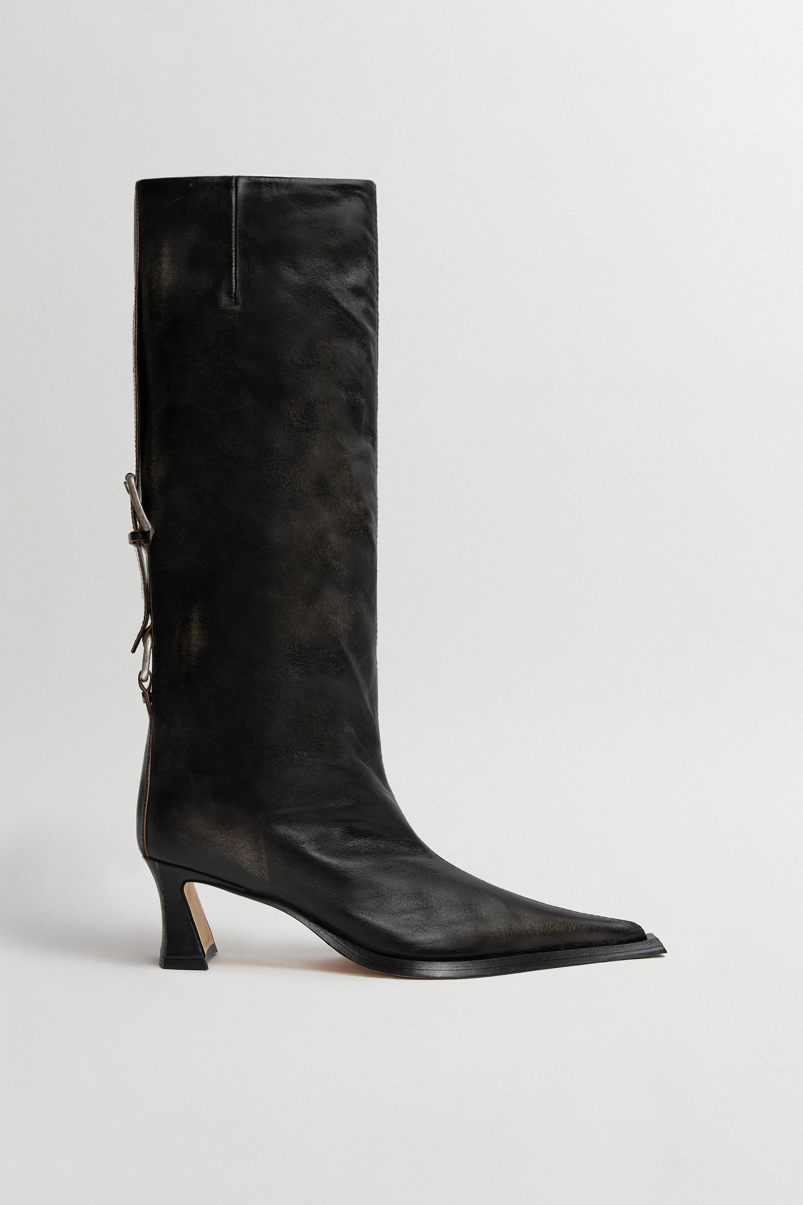 Charlene Boots - Black Brush Off Leather | Miista | Designed & Handmade in Europe