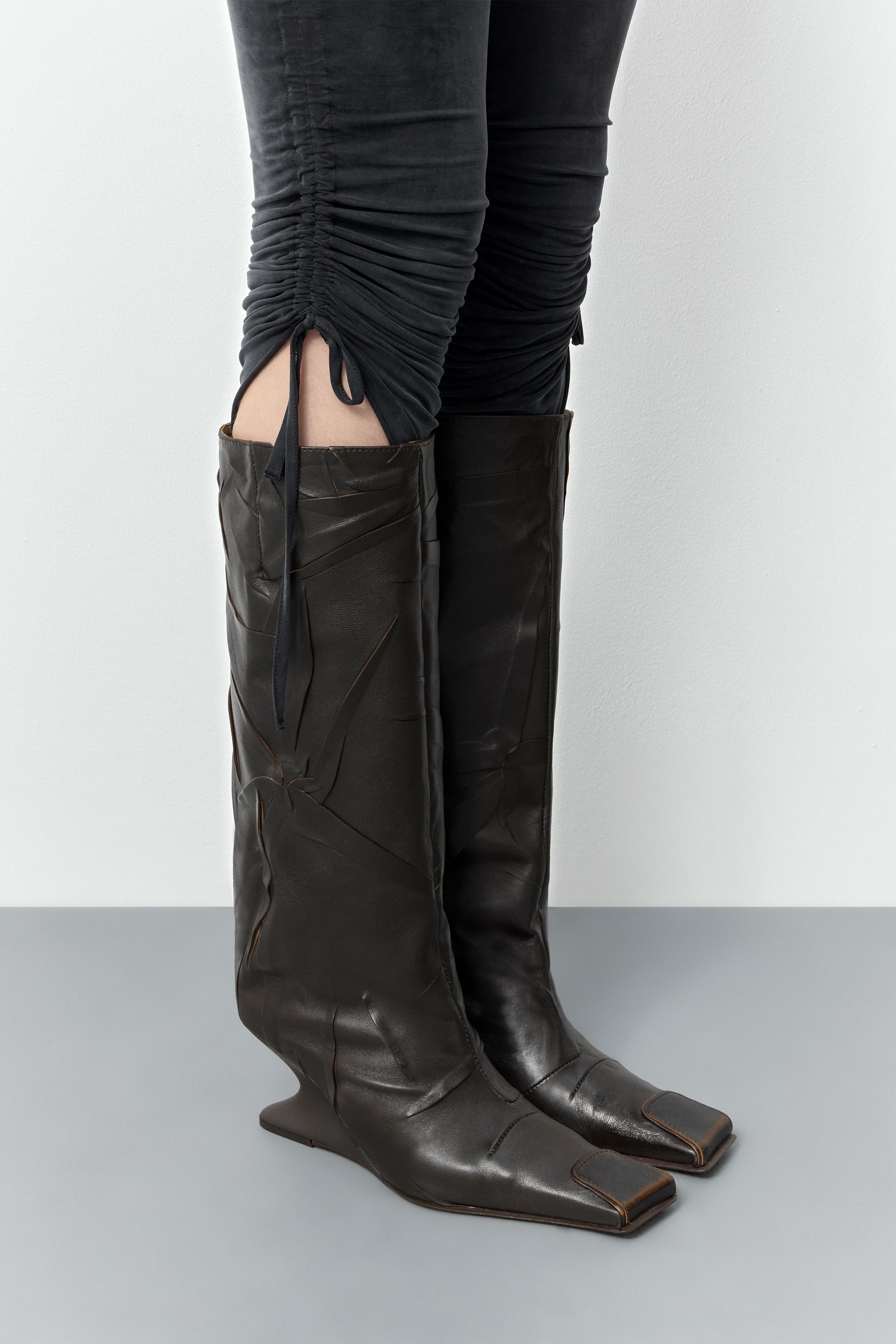 Ayleen Boots - Brown Wrinkled Leather | Miista