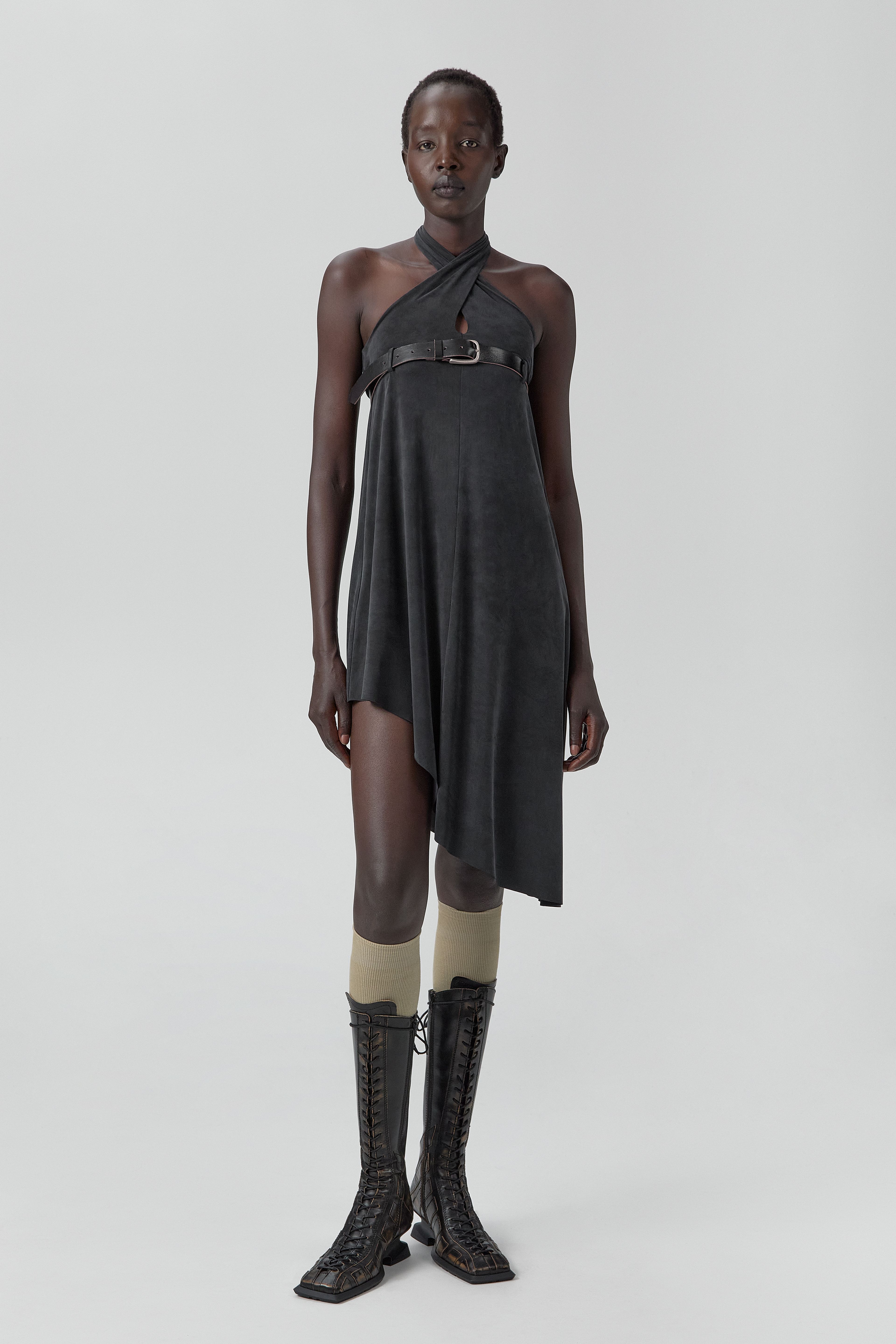 Lynd Dress - Washed Black Ribbed Cupro | Miista | Designed & Handmade in Europe