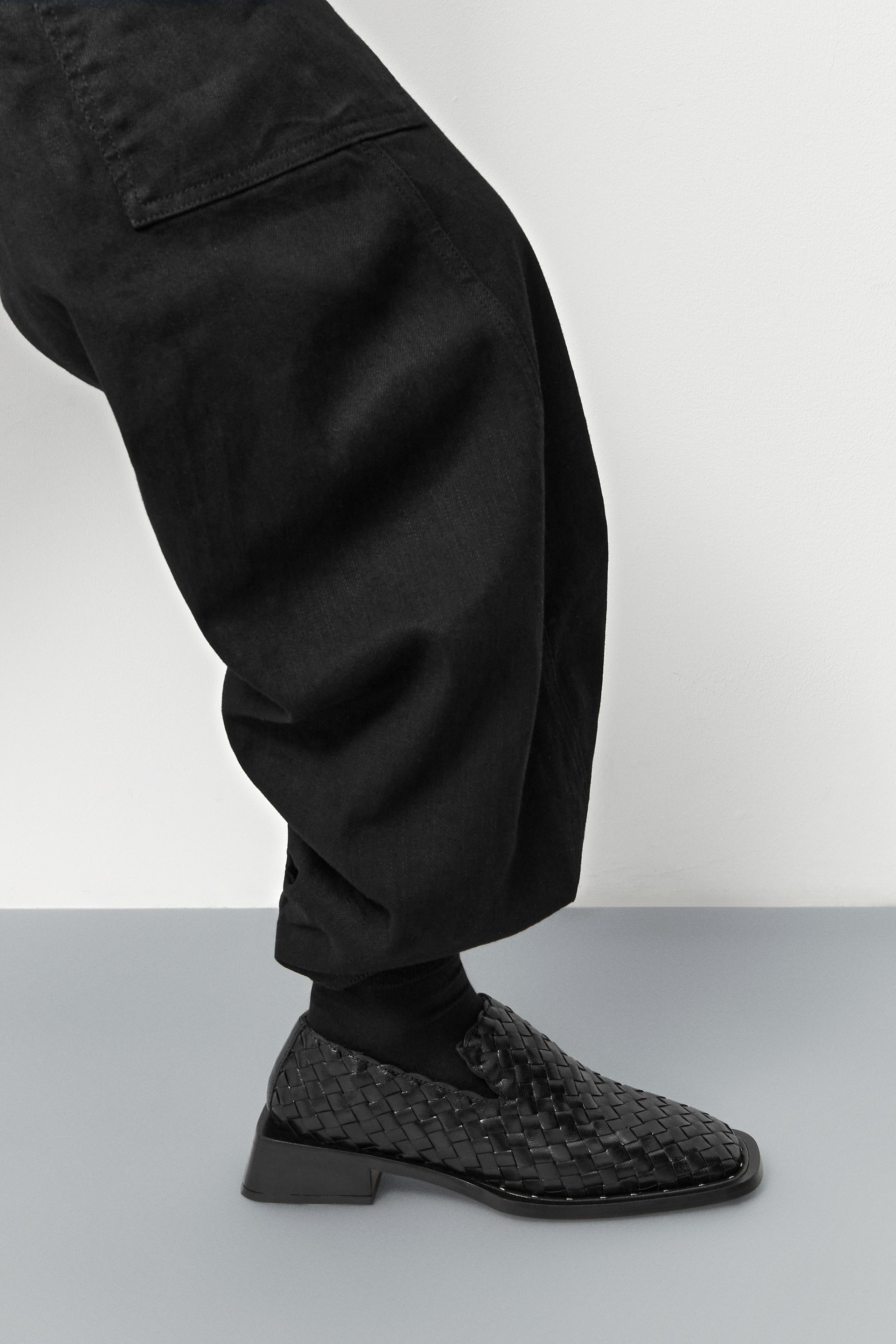 Skye Loafers - Black Woven Leather | Miista