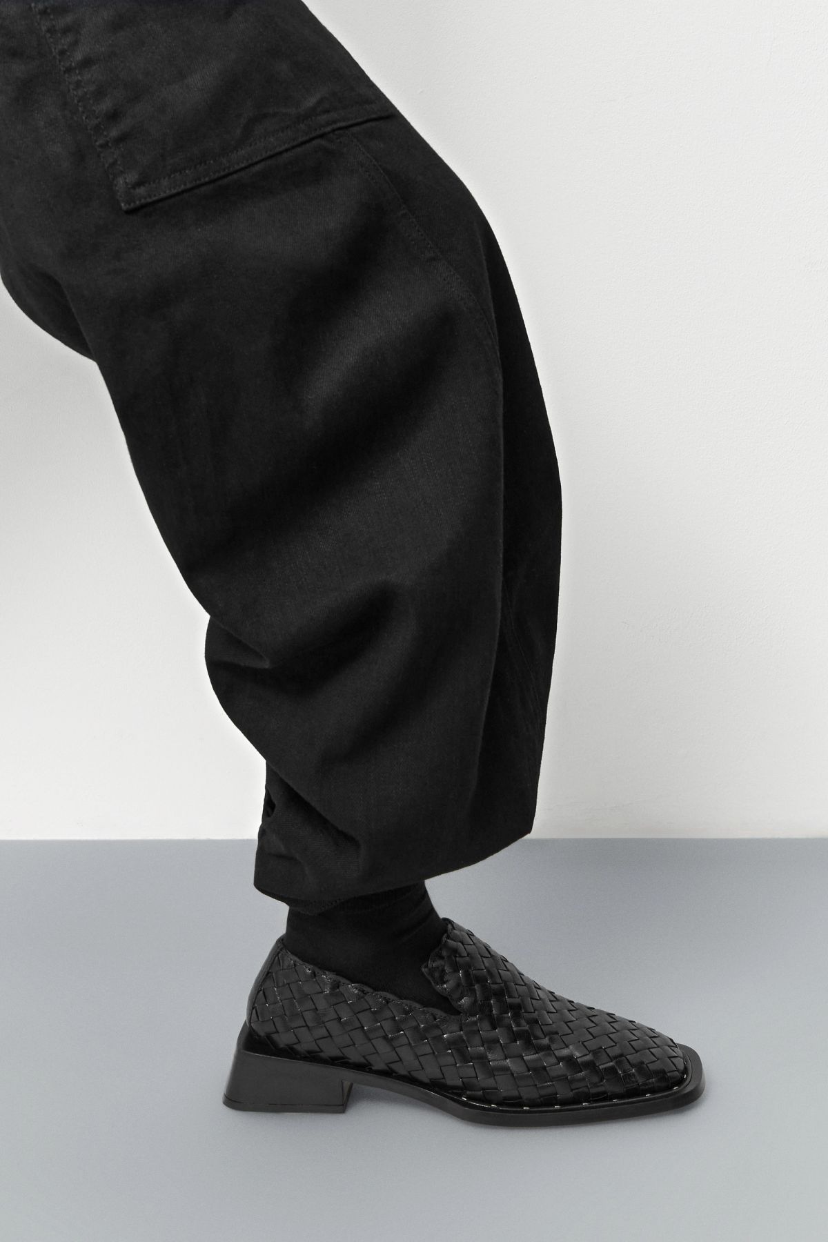 Skye Loafers - Black Woven Leather