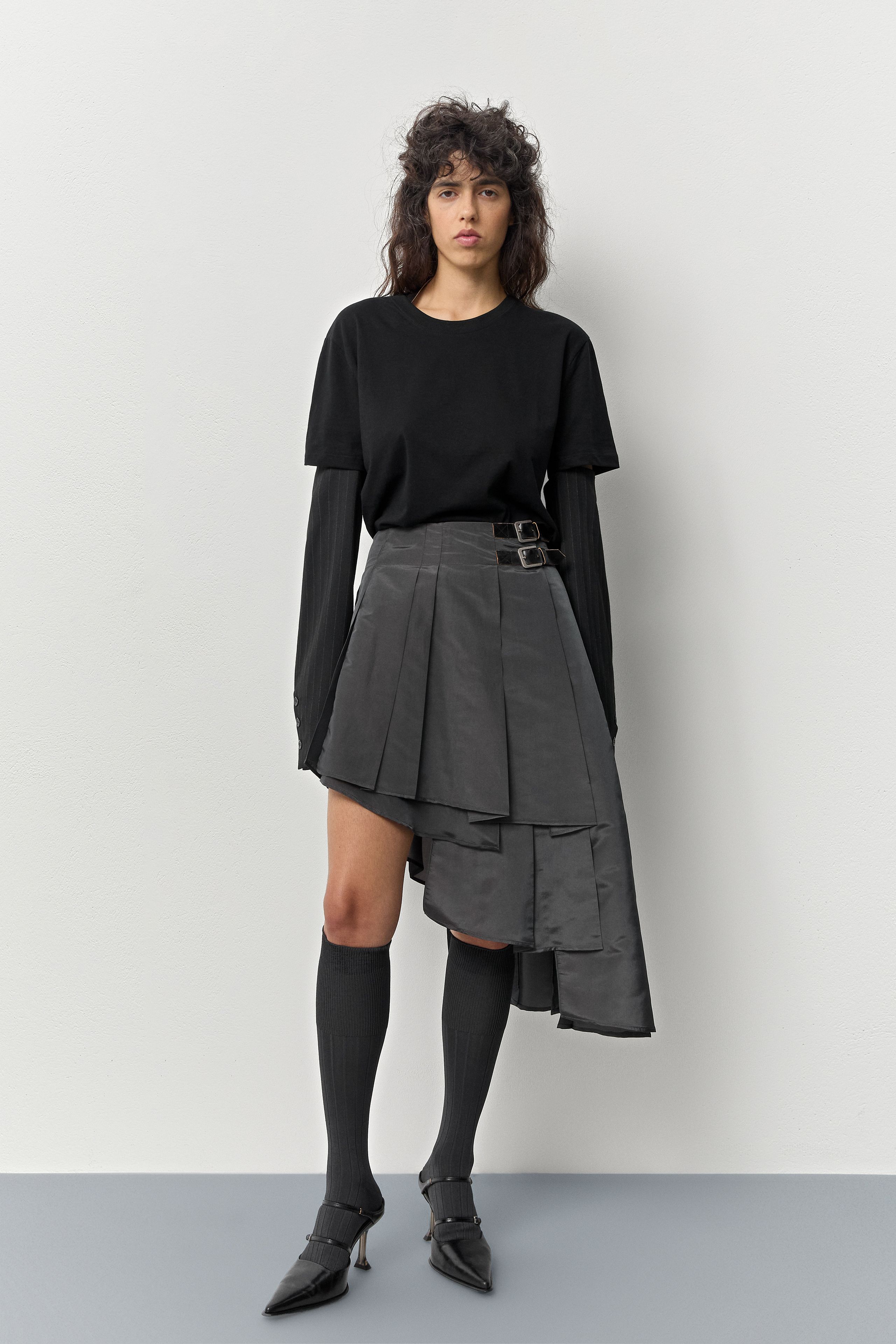 Gia Skirt - Grey Silk Blend | Miista