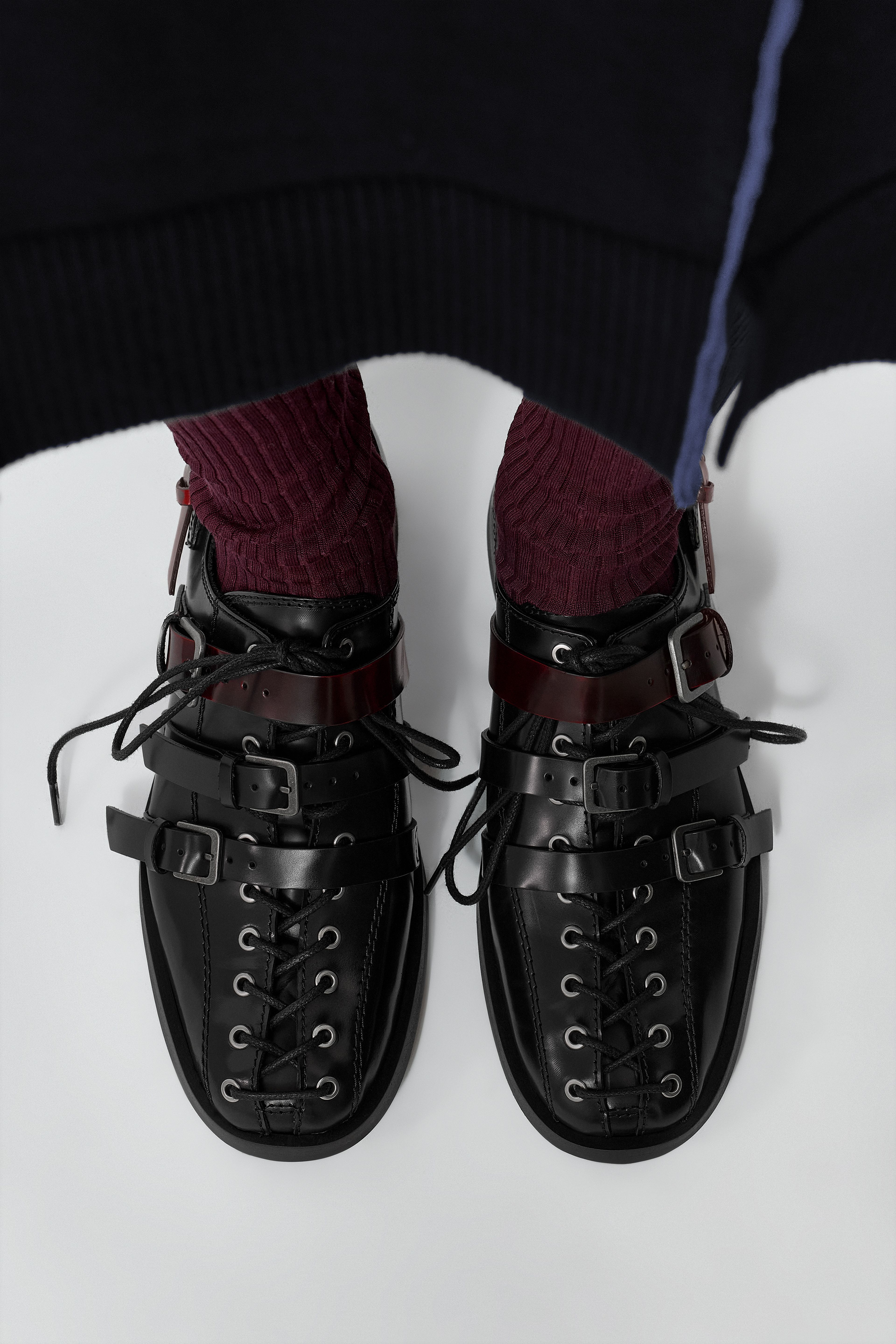 Cobie Loafers - Black Burgundy Leather Derby | Miista | Designed & Handmade in Europe