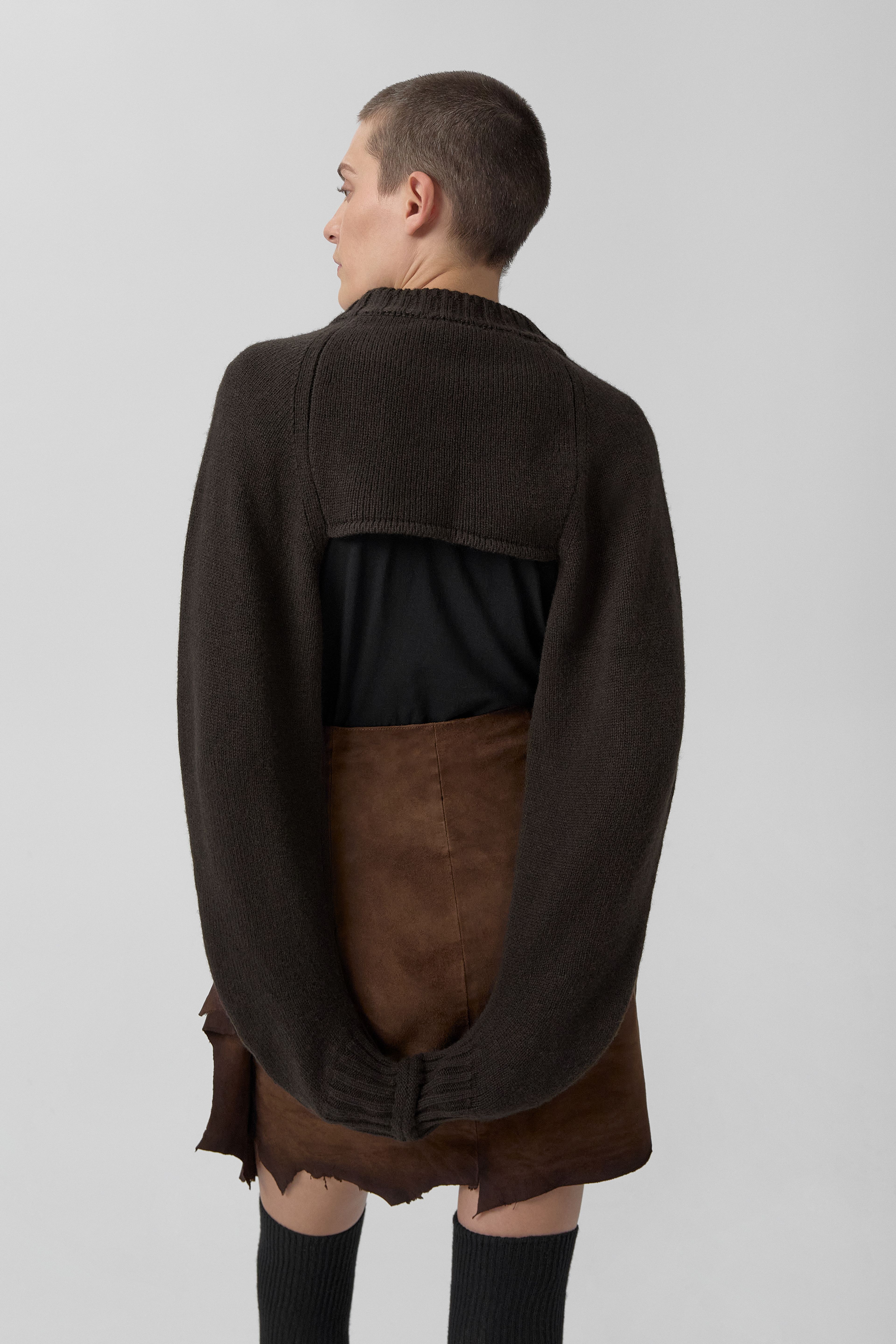 Marlene Sleeves - Brown Cashmere Blend Knit | Miista | Designed & Handmade in Europe