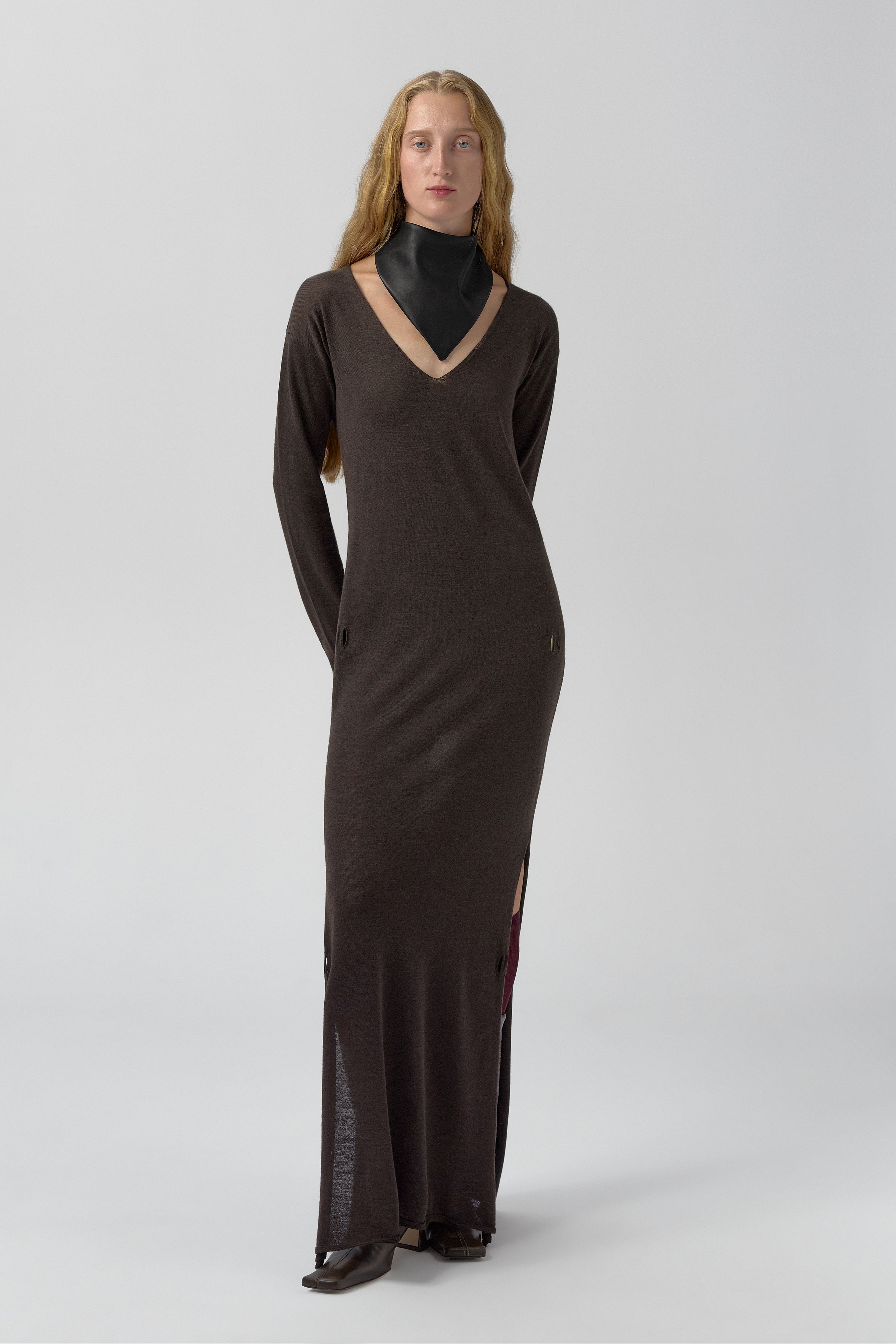 Yayoi Dress - Brown Extra Fine Merino Knit | Miista | Designed & Handmade in Europe