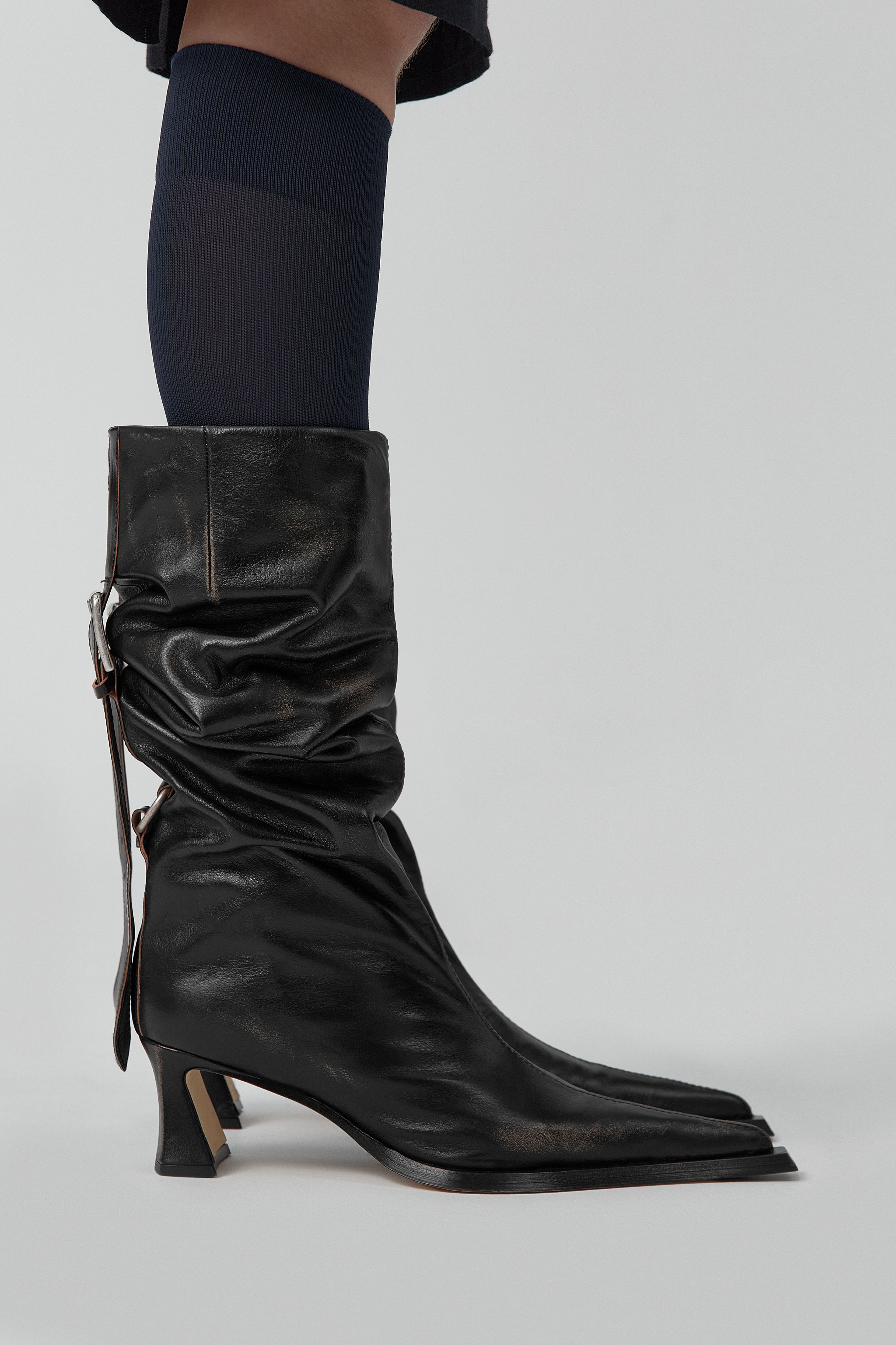 Charlene Boots - Black Brush Off Leather | Miista | Designed & Handmade in Europe