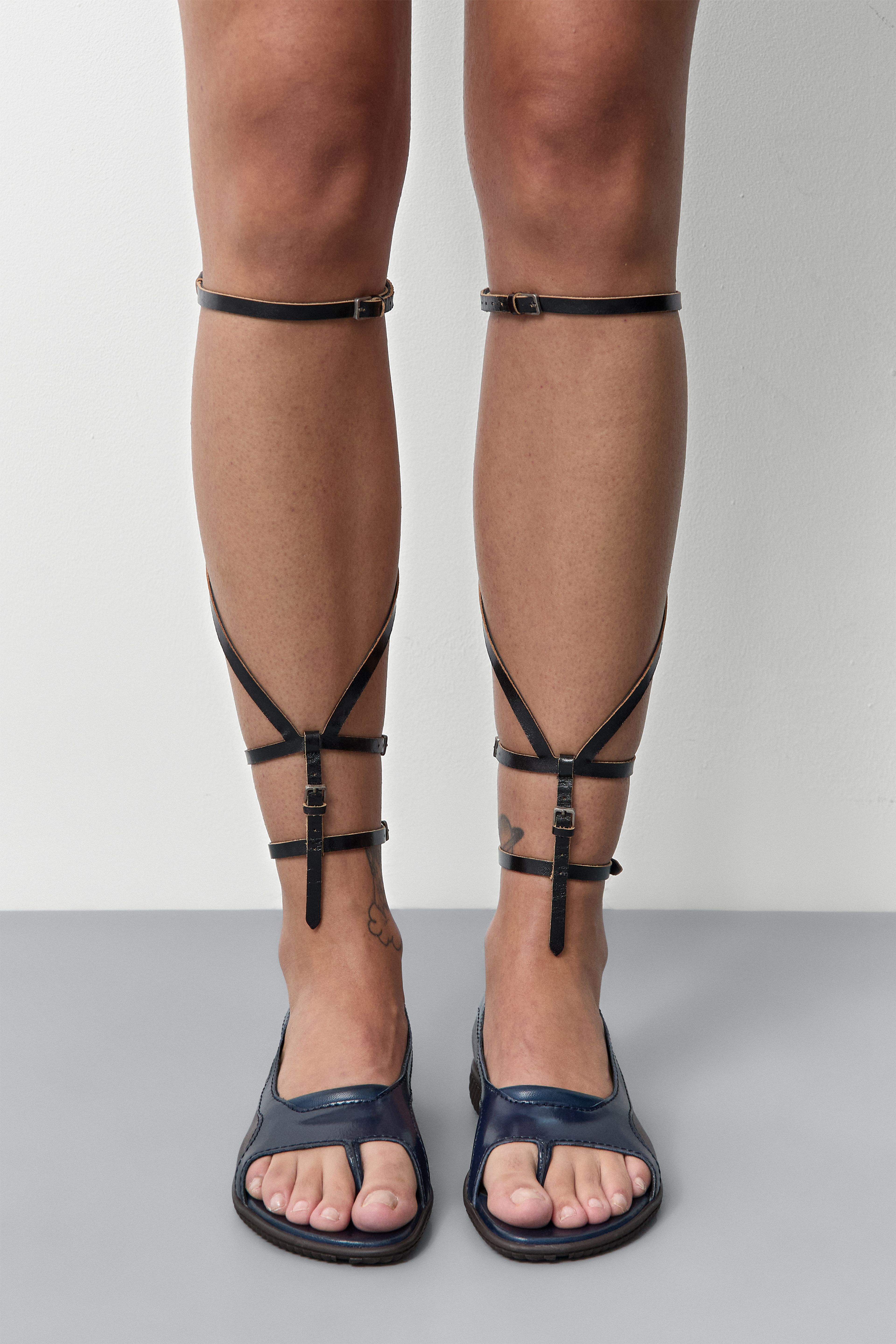 Grata Black Leather Anklet  | Miista | Designed & Handmade in Europe