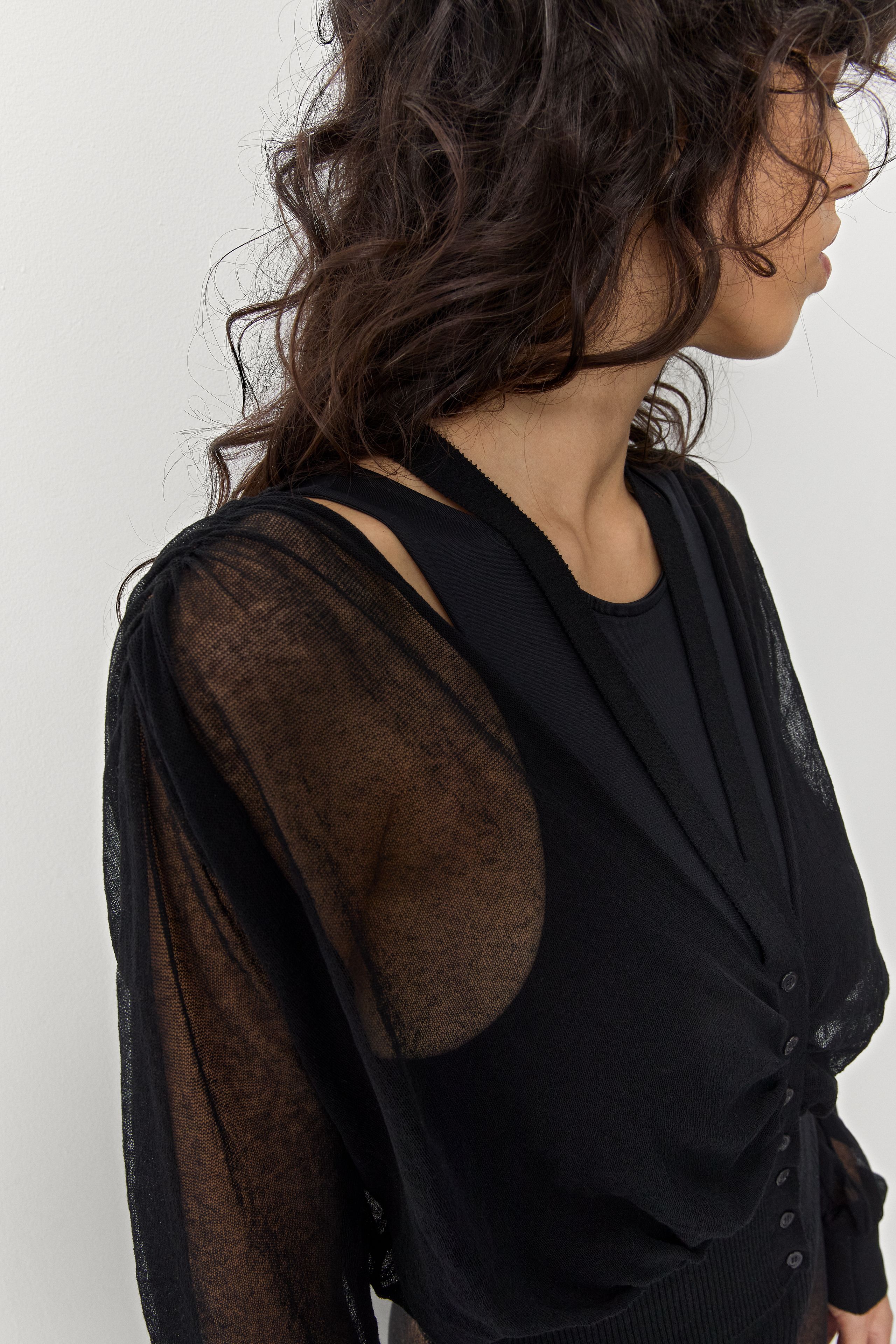 Amber Top - Black Sheer Organic Cotton | Miista